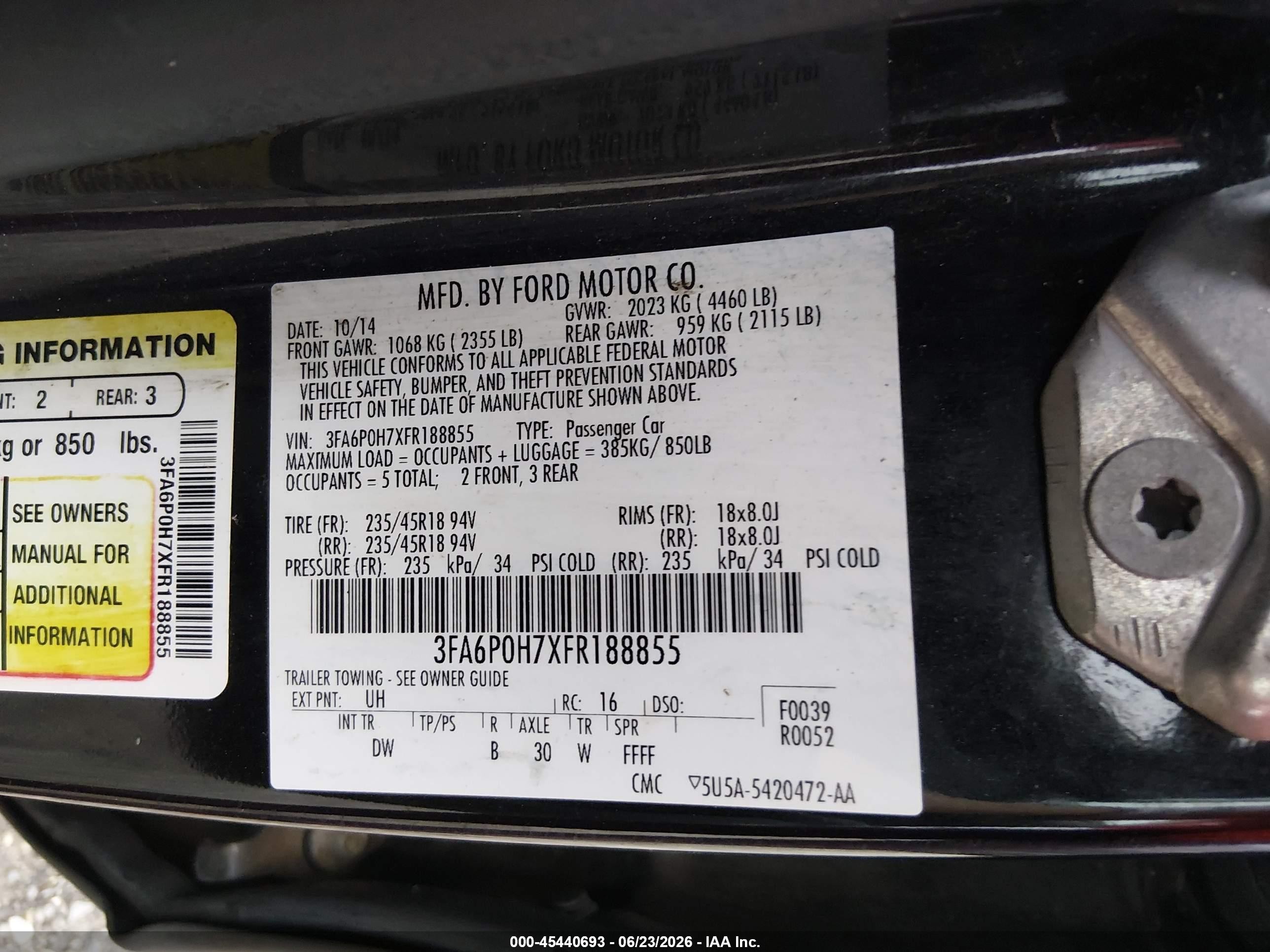 2015 Ford Fusion Se Black vin: 3FA6P0H7XFR188855