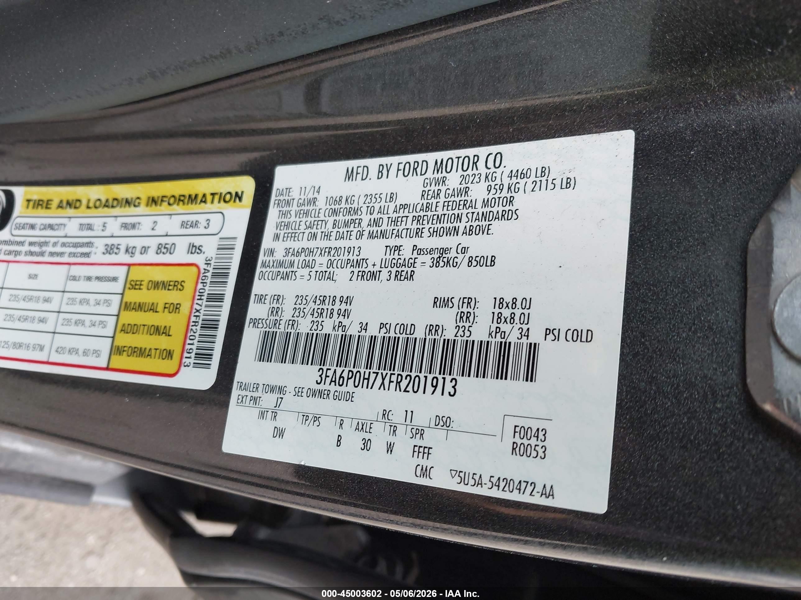 2015 Ford Fusion Se Серый vin: 3FA6P0H7XFR201913
