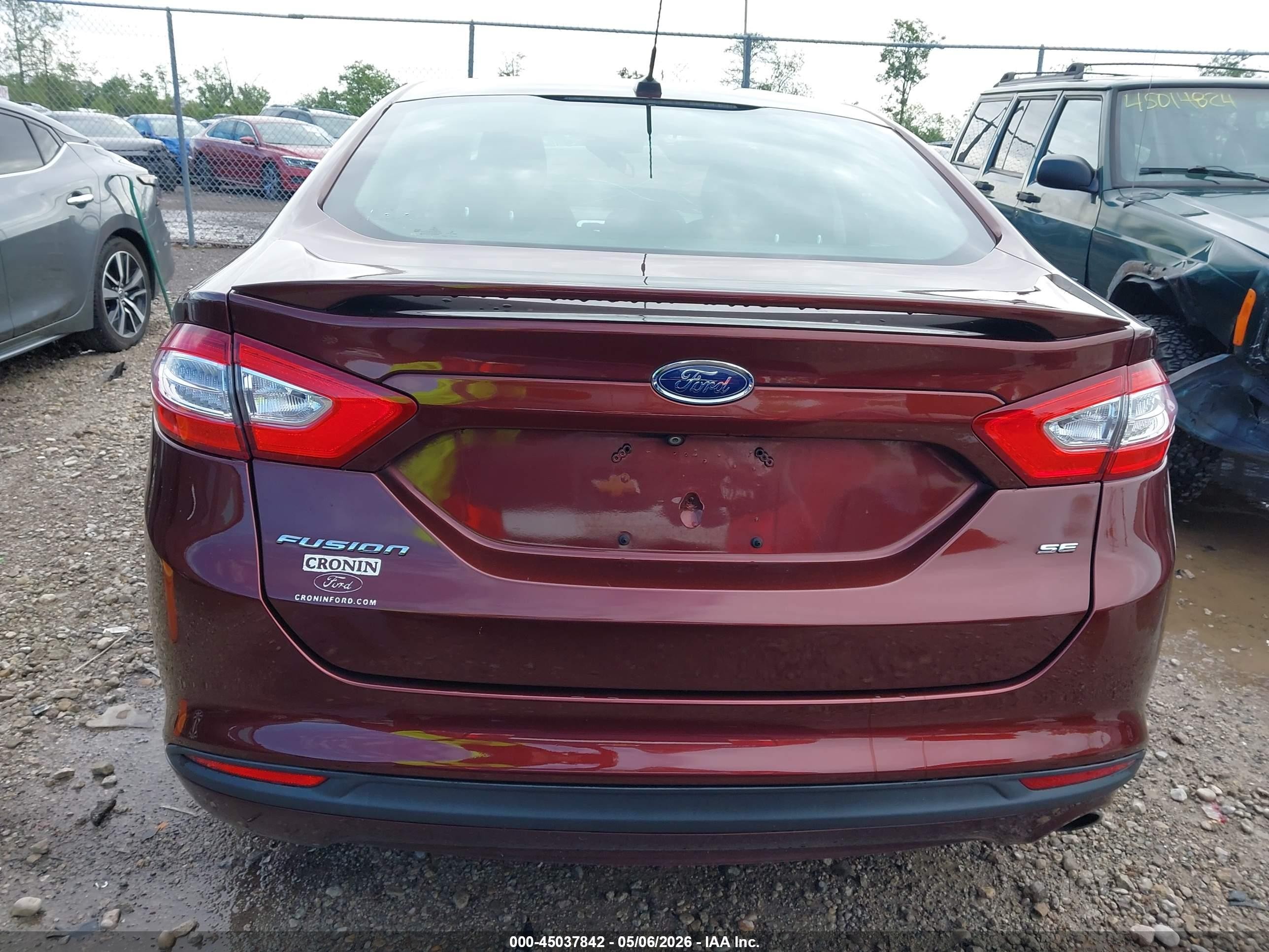 2015 Ford Fusion Se Maroon vin: 3FA6P0H7XFR278085