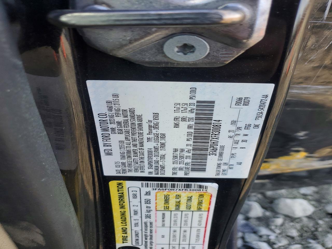 2015 Ford Fusion Se Black vin: 3FA6P0H7XFR300814