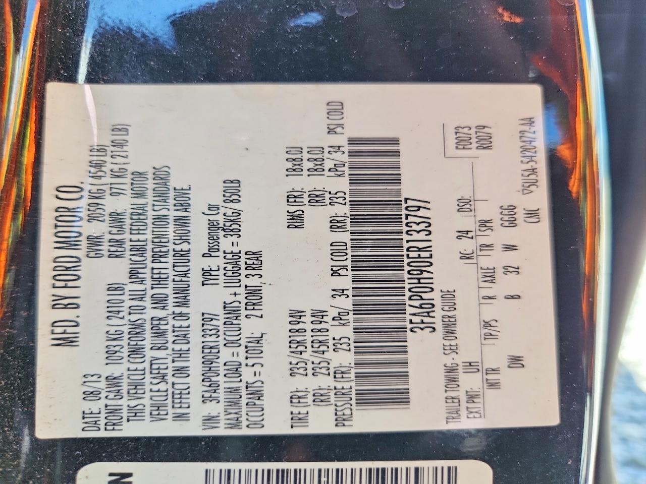 2014 Ford Fusion Se Black vin: 3FA6P0H90ER133797
