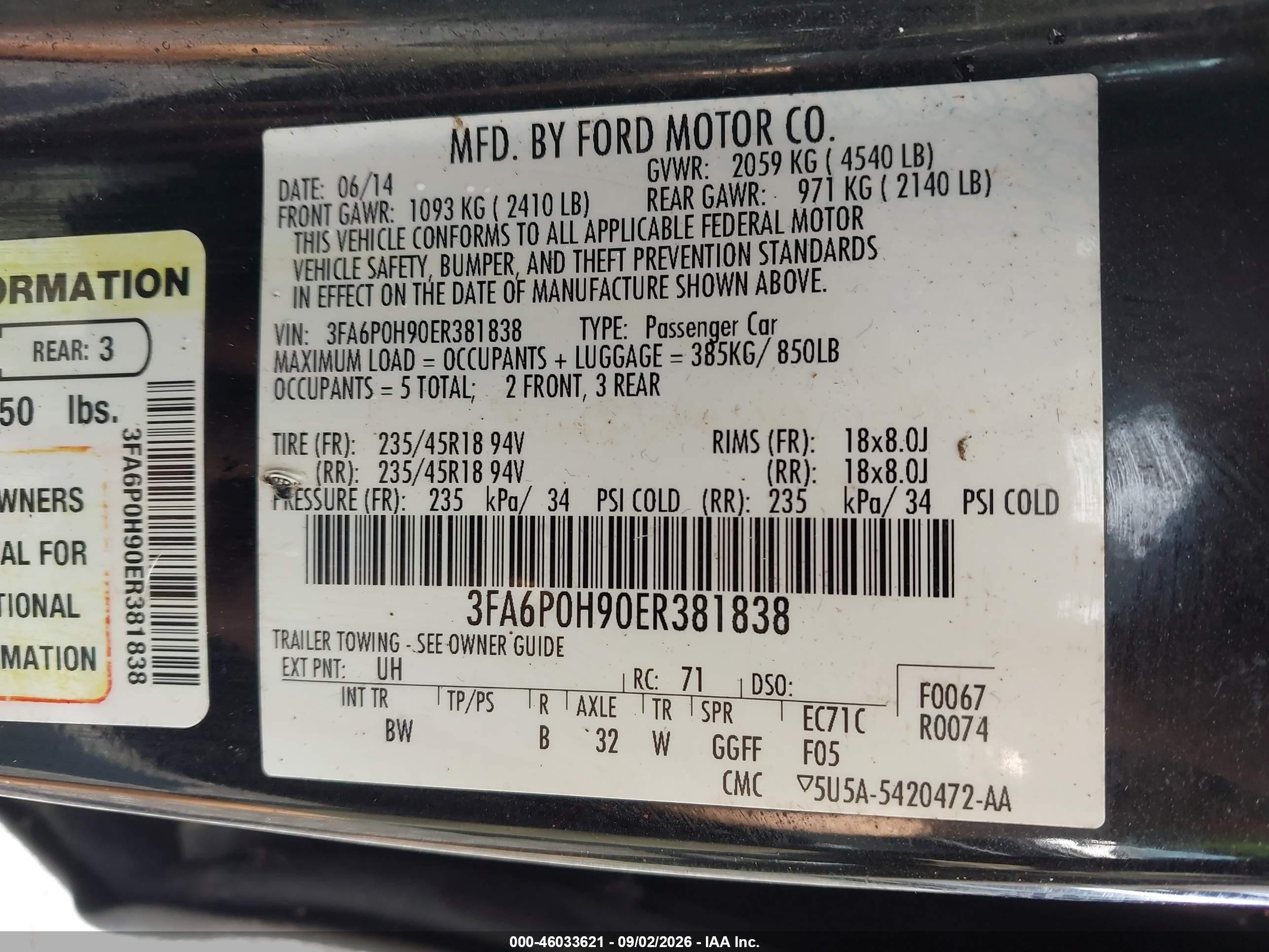 2014 Ford Fusion Se Black vin: 3FA6P0H90ER381838