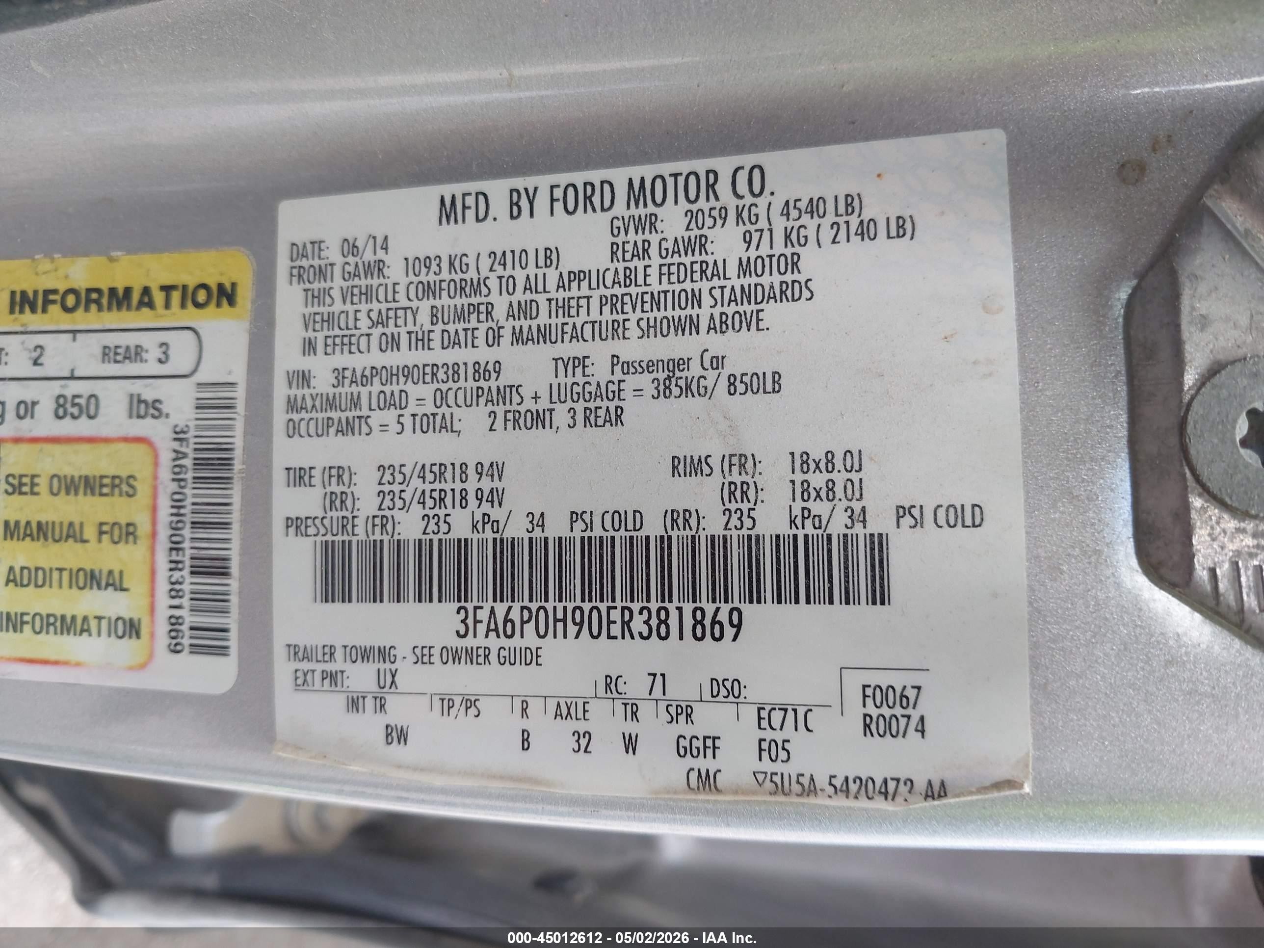 2014 Ford Fusion Se Silver vin: 3FA6P0H90ER381869