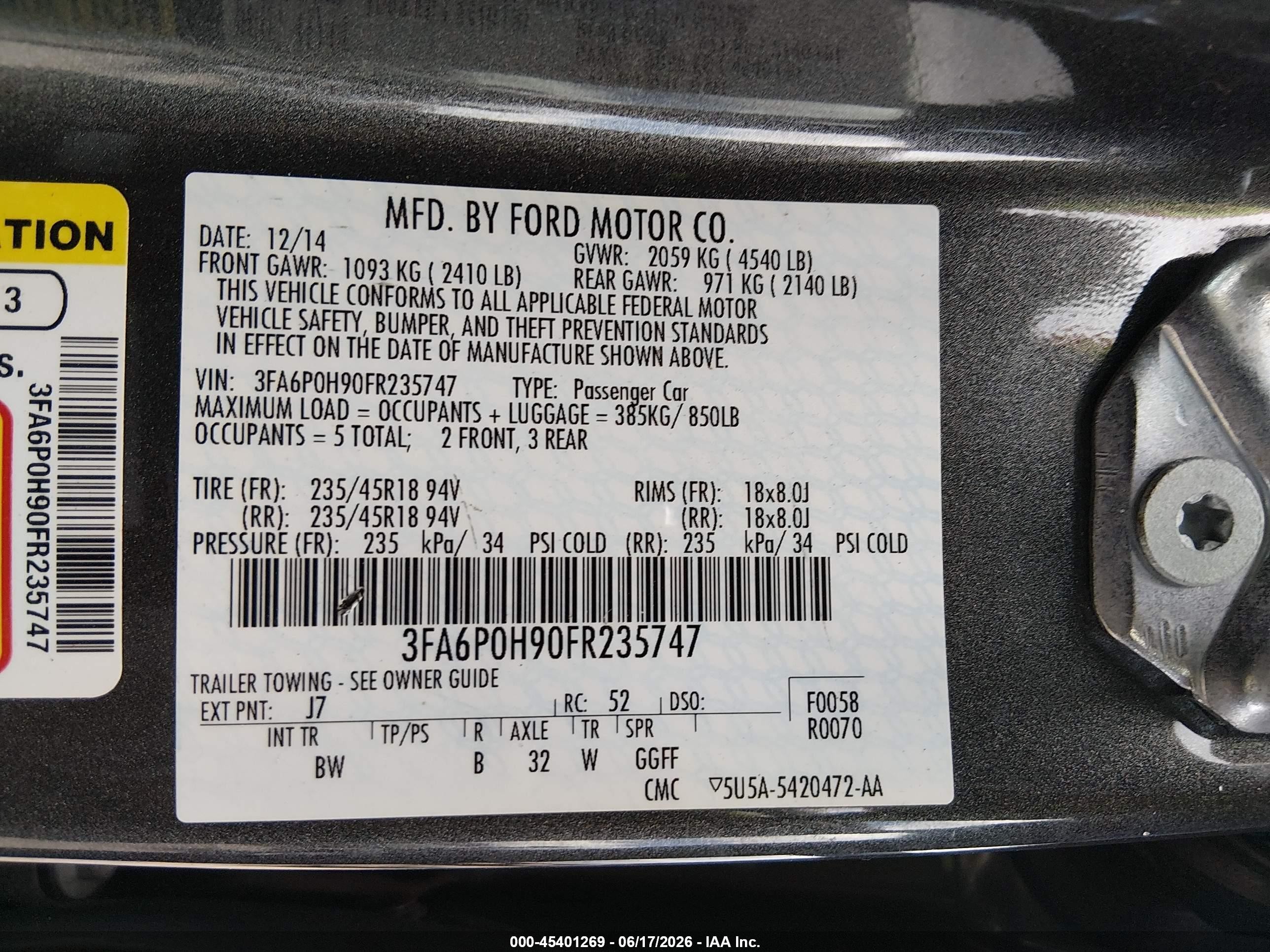 2015 Ford Fusion Se Gray vin: 3FA6P0H90FR235747