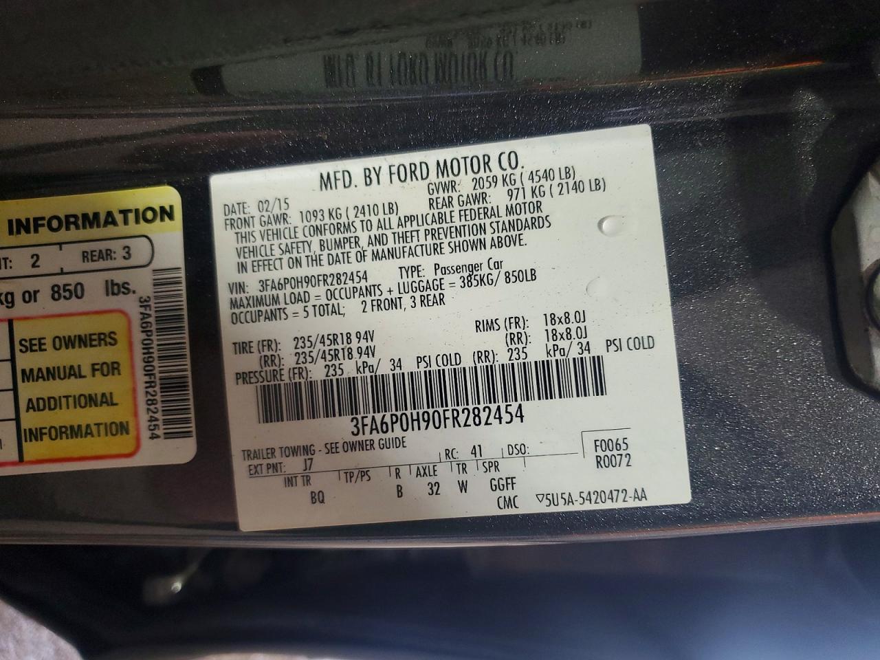 2015 Ford Fusion Se Gray vin: 3FA6P0H90FR282454