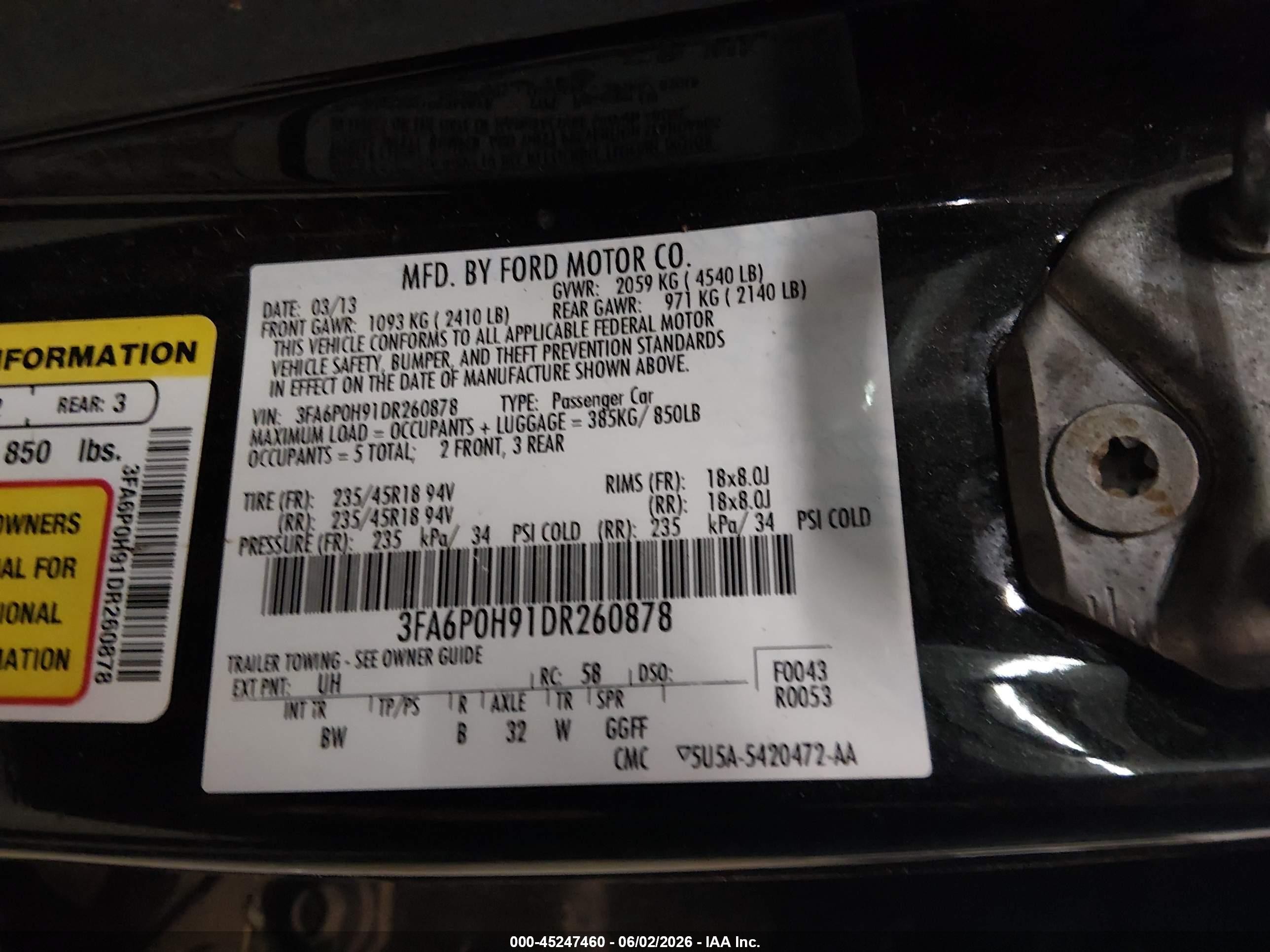 2013 Ford Fusion Se Black vin: 3FA6P0H91DR260878