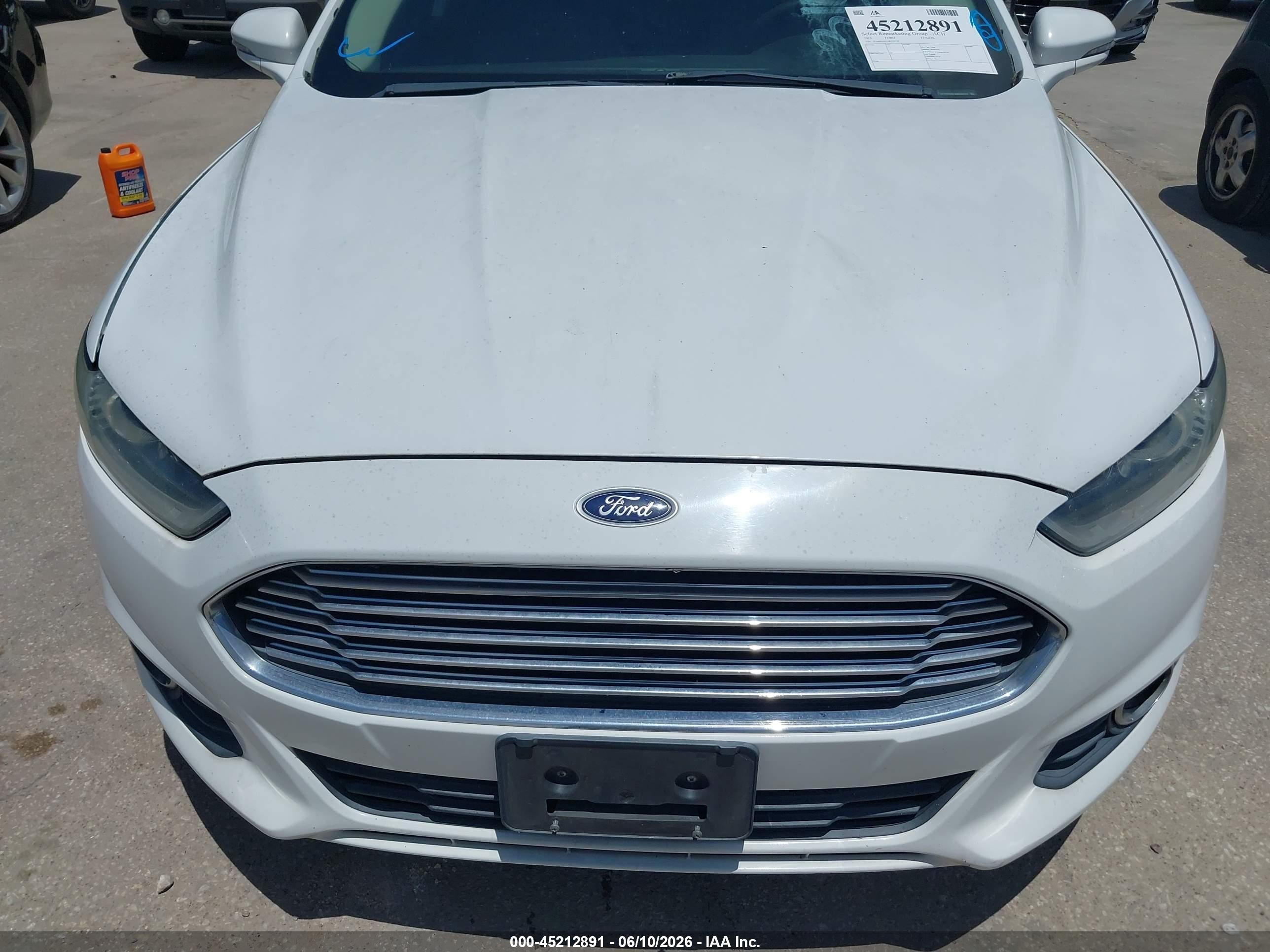 2013 Ford Fusion Se White vin: 3FA6P0H91DR310713