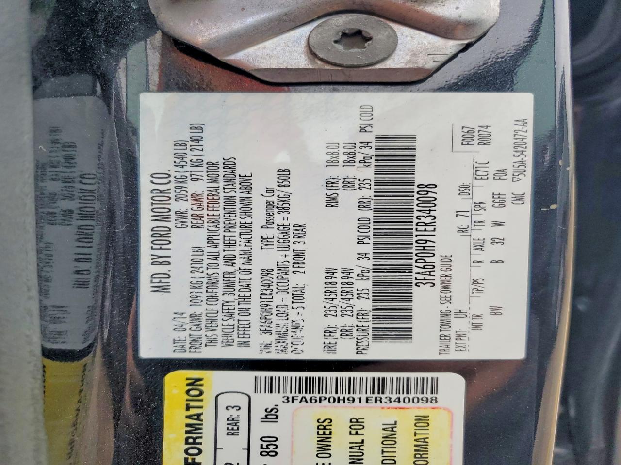 2014 Ford Fusion Se Black vin: 3FA6P0H91ER340098