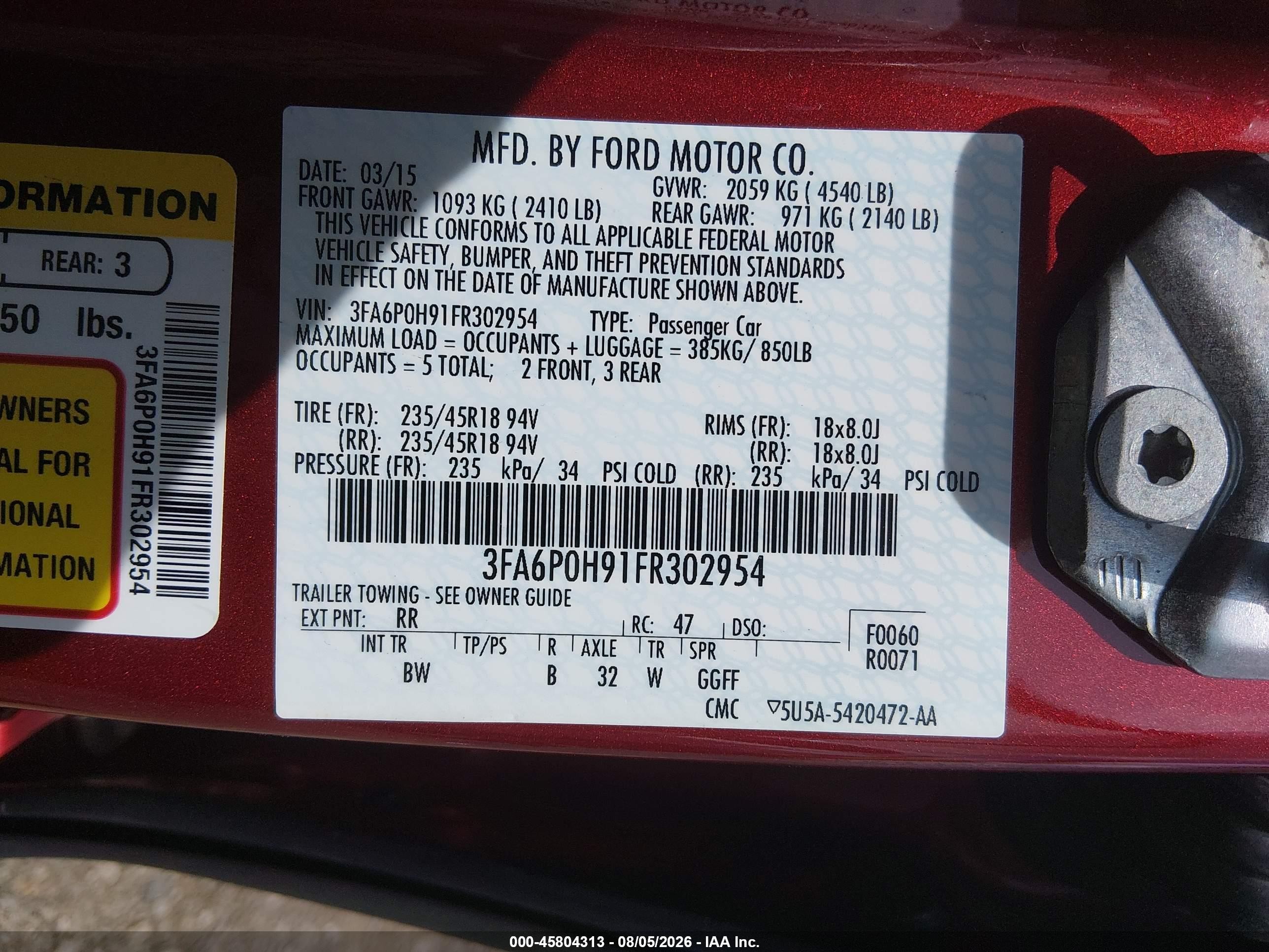 2015 Ford Fusion Se Maroon vin: 3FA6P0H91FR302954