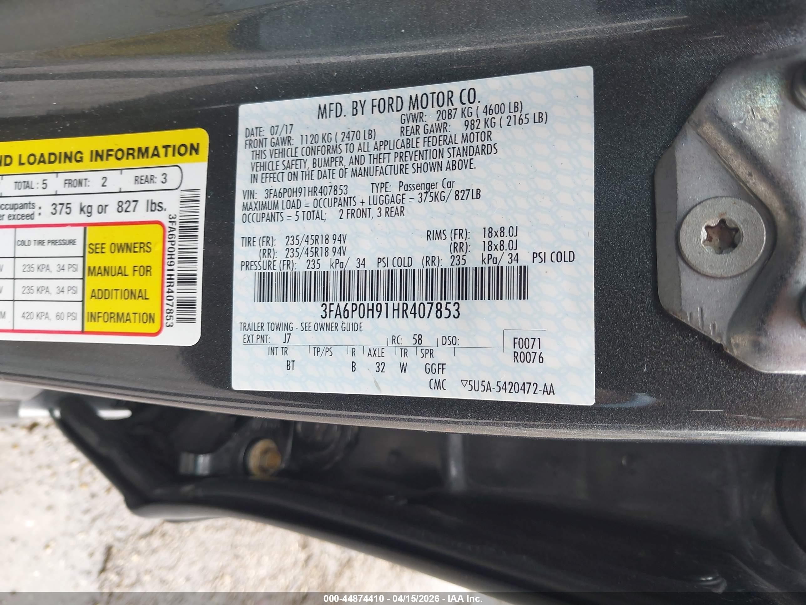 2017 Ford Fusion Se Gray vin: 3FA6P0H91HR407853