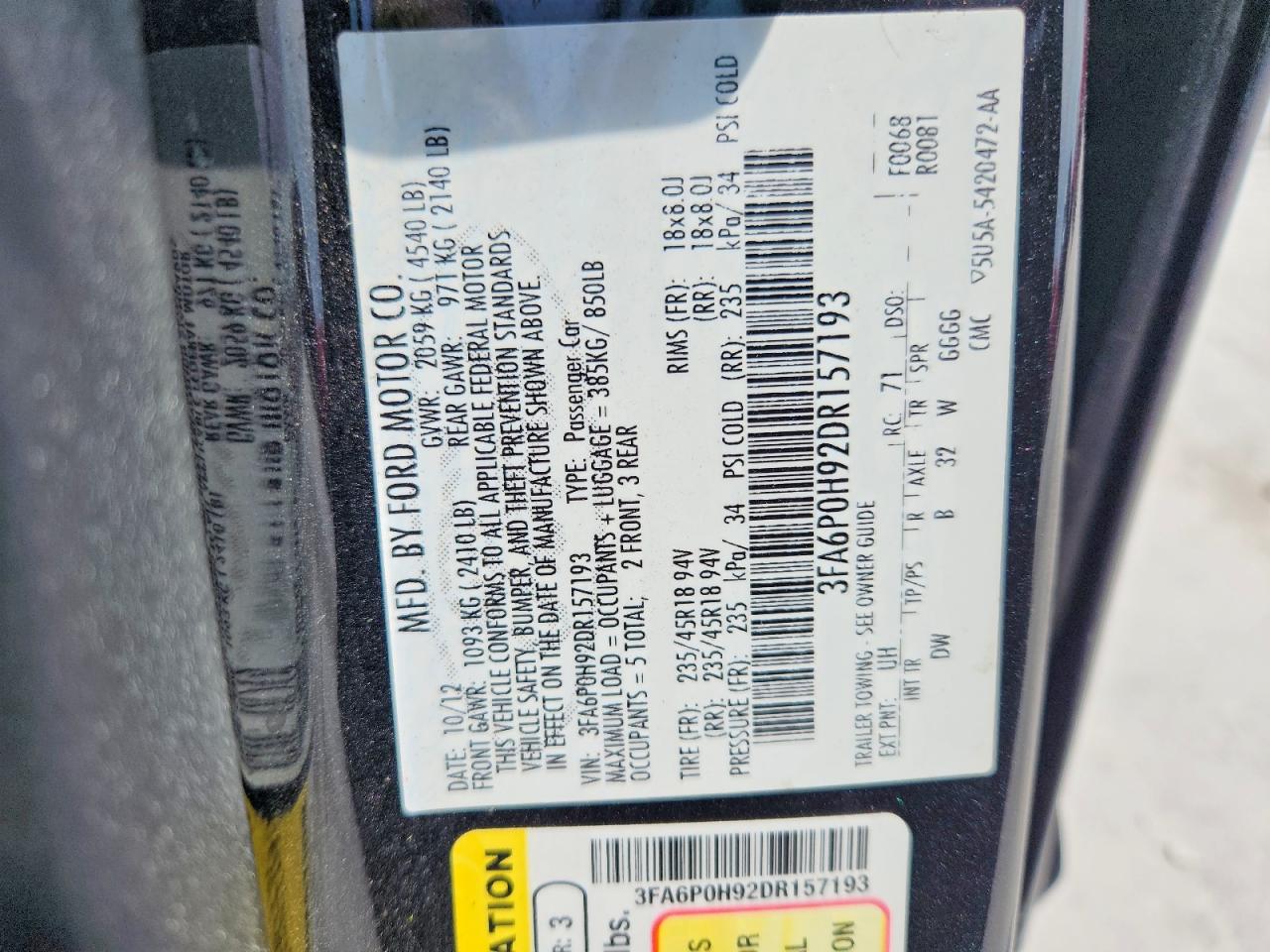 2013 Ford Fusion Se Charcoal vin: 3FA6P0H92DR157193