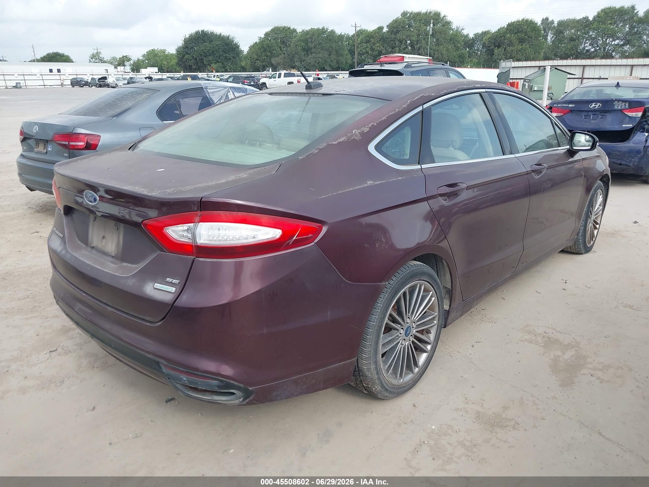 2013 Ford Fusion Se Burgundy vin: 3FA6P0H92DR158053