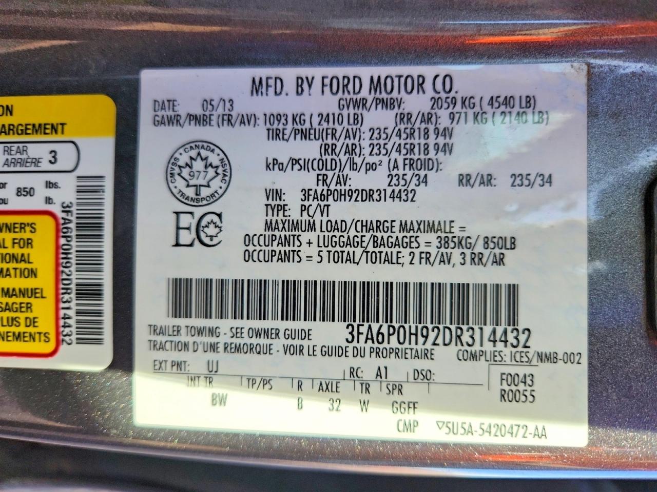2013 Ford Fusion Se Gray vin: 3FA6P0H92DR314432
