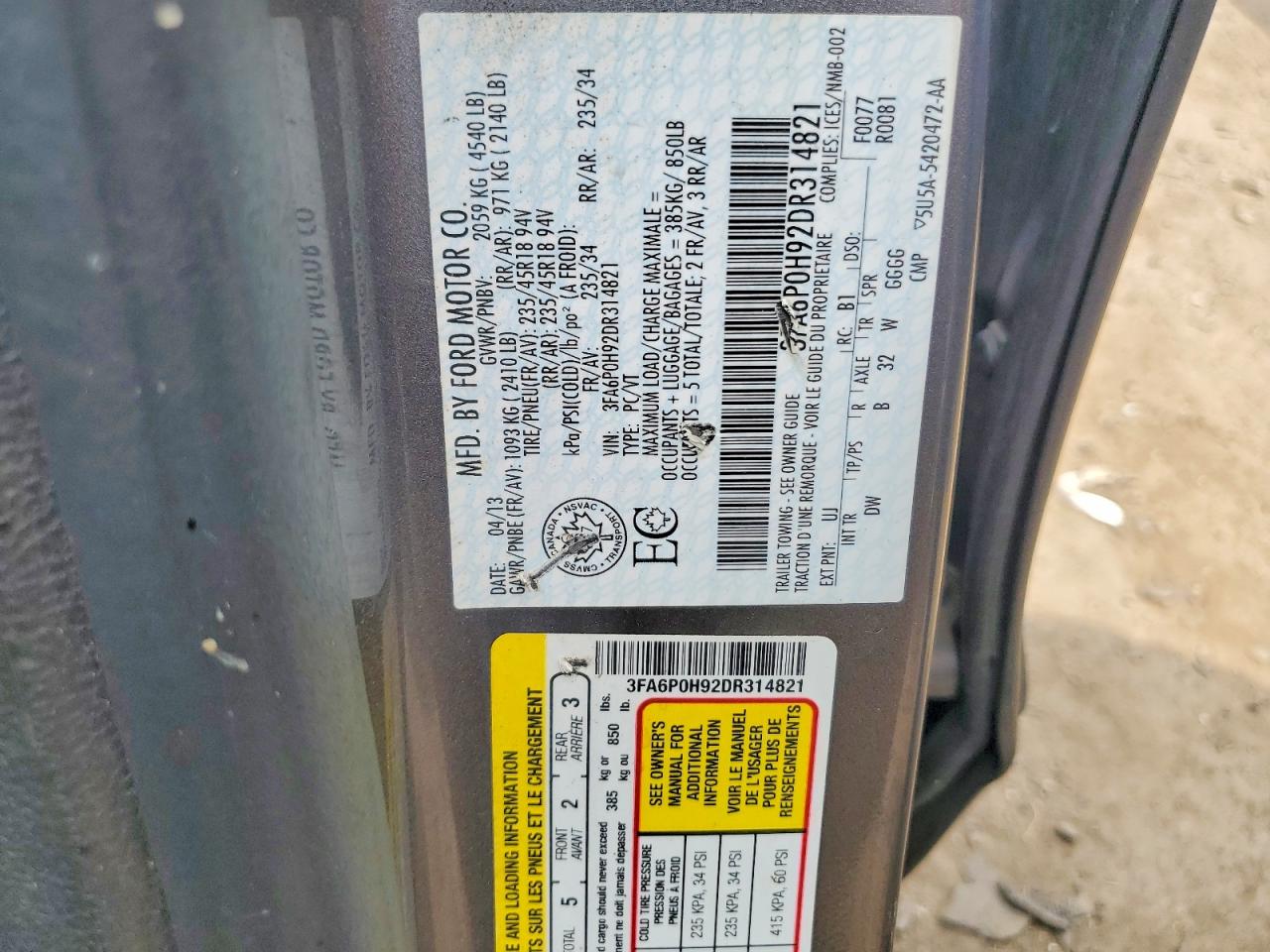2013 Ford Fusion Se Silver vin: 3FA6P0H92DR314821