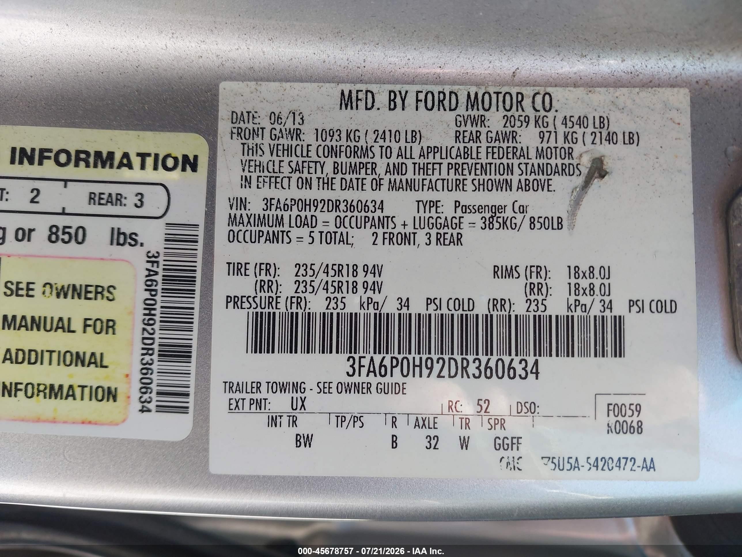 2013 Ford Fusion Se Silver vin: 3FA6P0H92DR360634