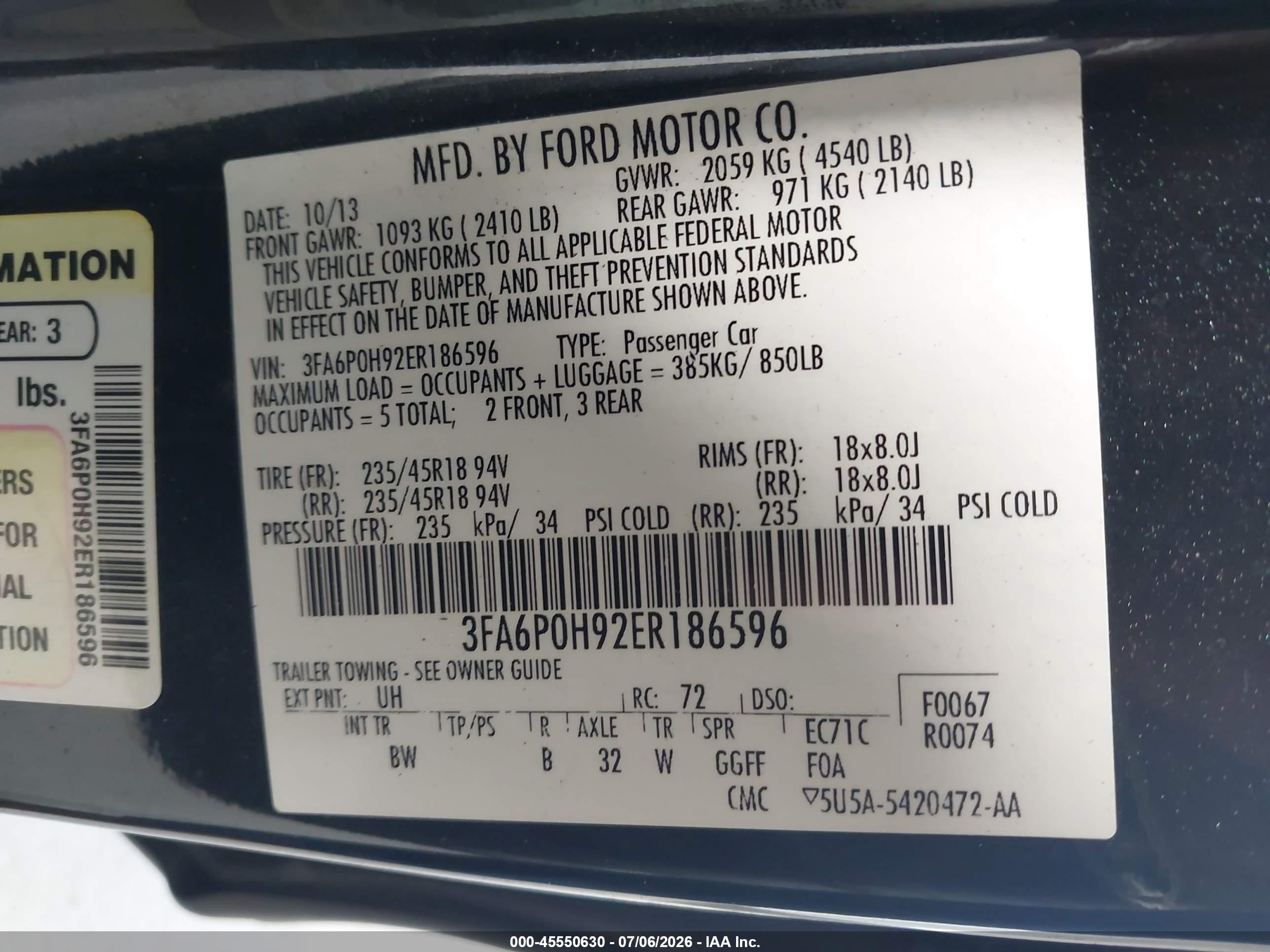 2014 Ford Fusion Se Black vin: 3FA6P0H92ER186596