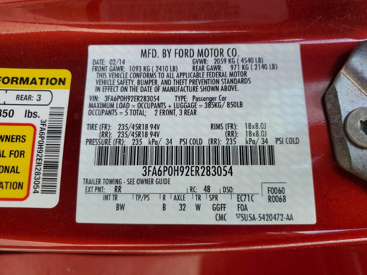 2014 Ford Fusion Se Red vin: 3FA6P0H92ER283054