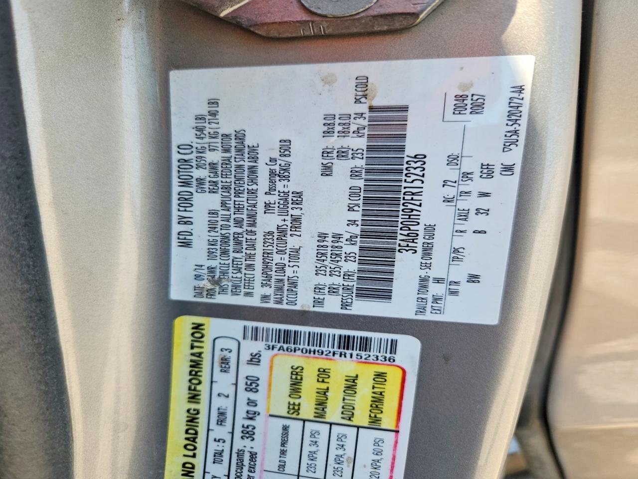 2015 Ford Fusion Se Gray vin: 3FA6P0H92FR152336