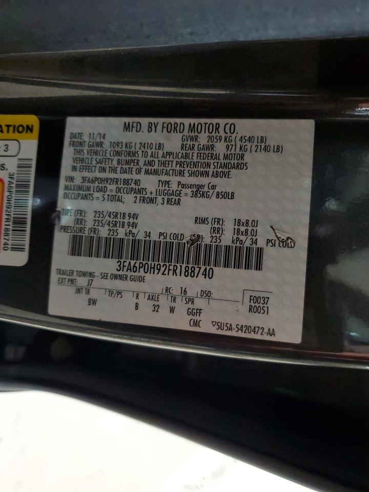 2015 Ford Fusion Se Серый vin: 3FA6P0H92FR188740