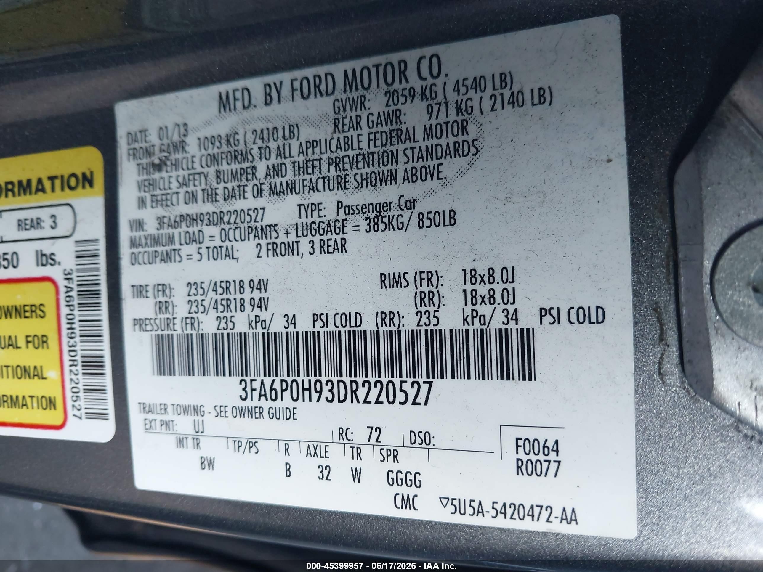 2013 Ford Fusion Se Gray vin: 3FA6P0H93DR220527