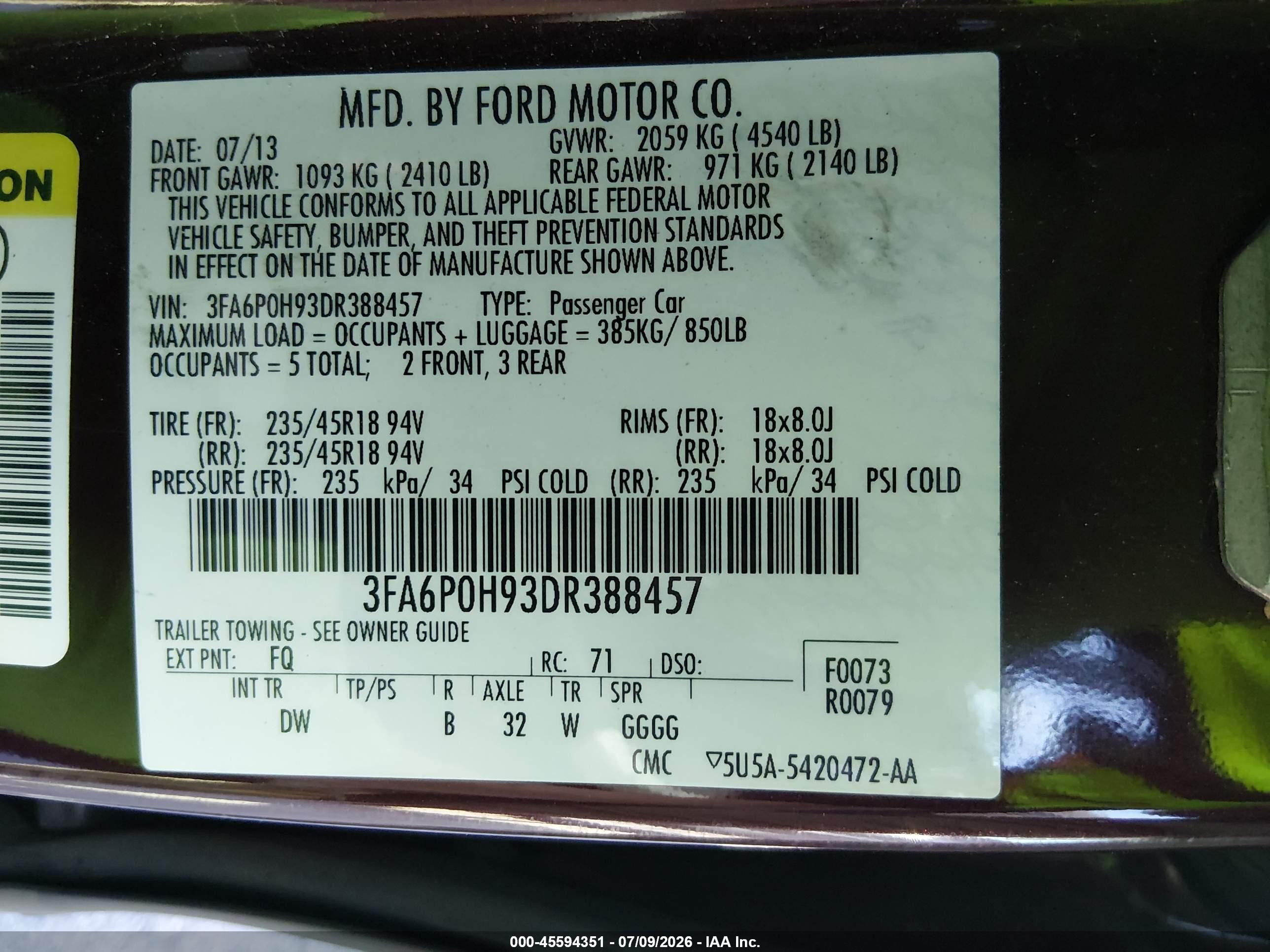 2013 Ford Fusion Se Burgundy vin: 3FA6P0H93DR388457