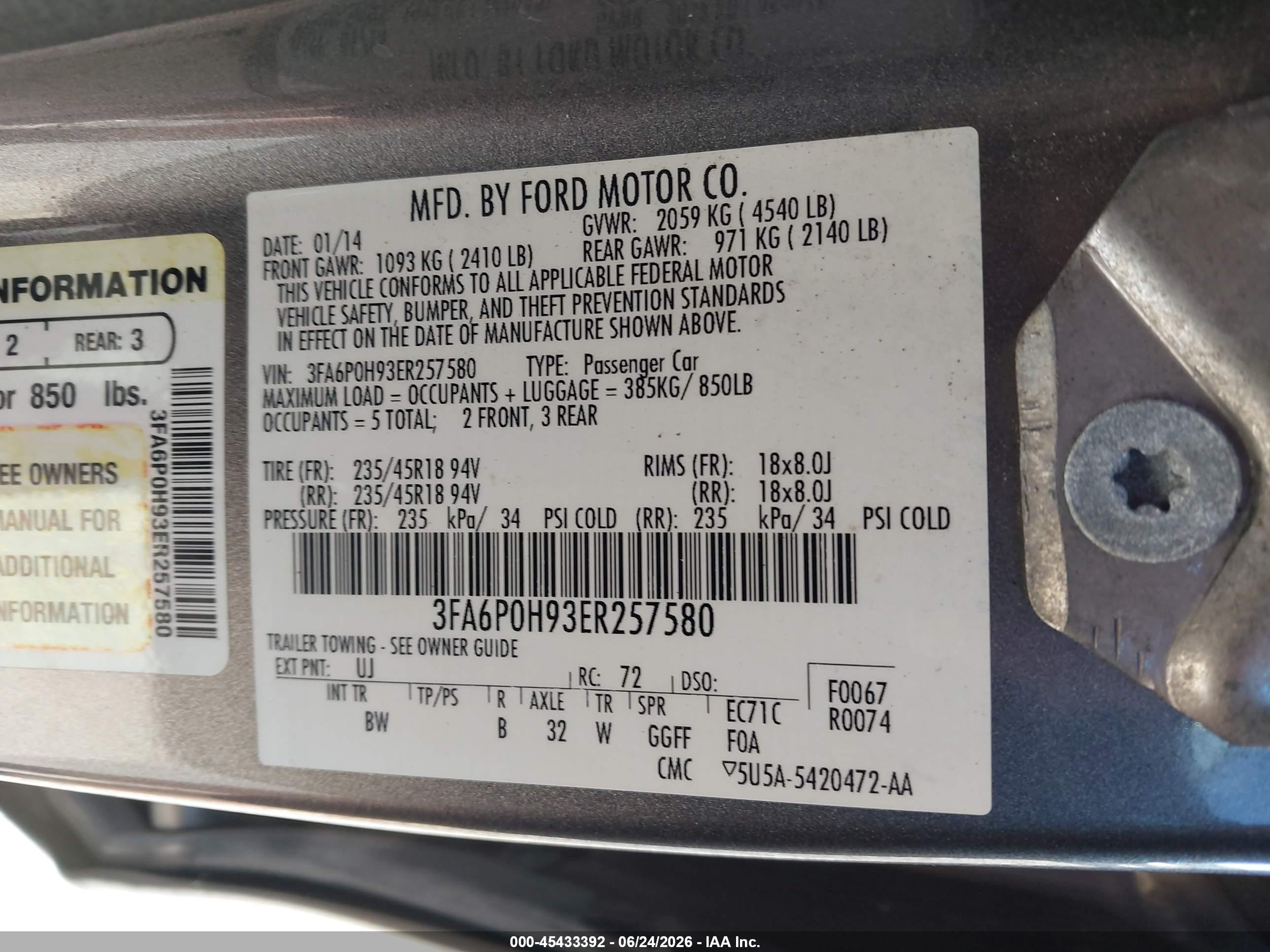 2014 Ford Fusion Se Gray vin: 3FA6P0H93ER257580