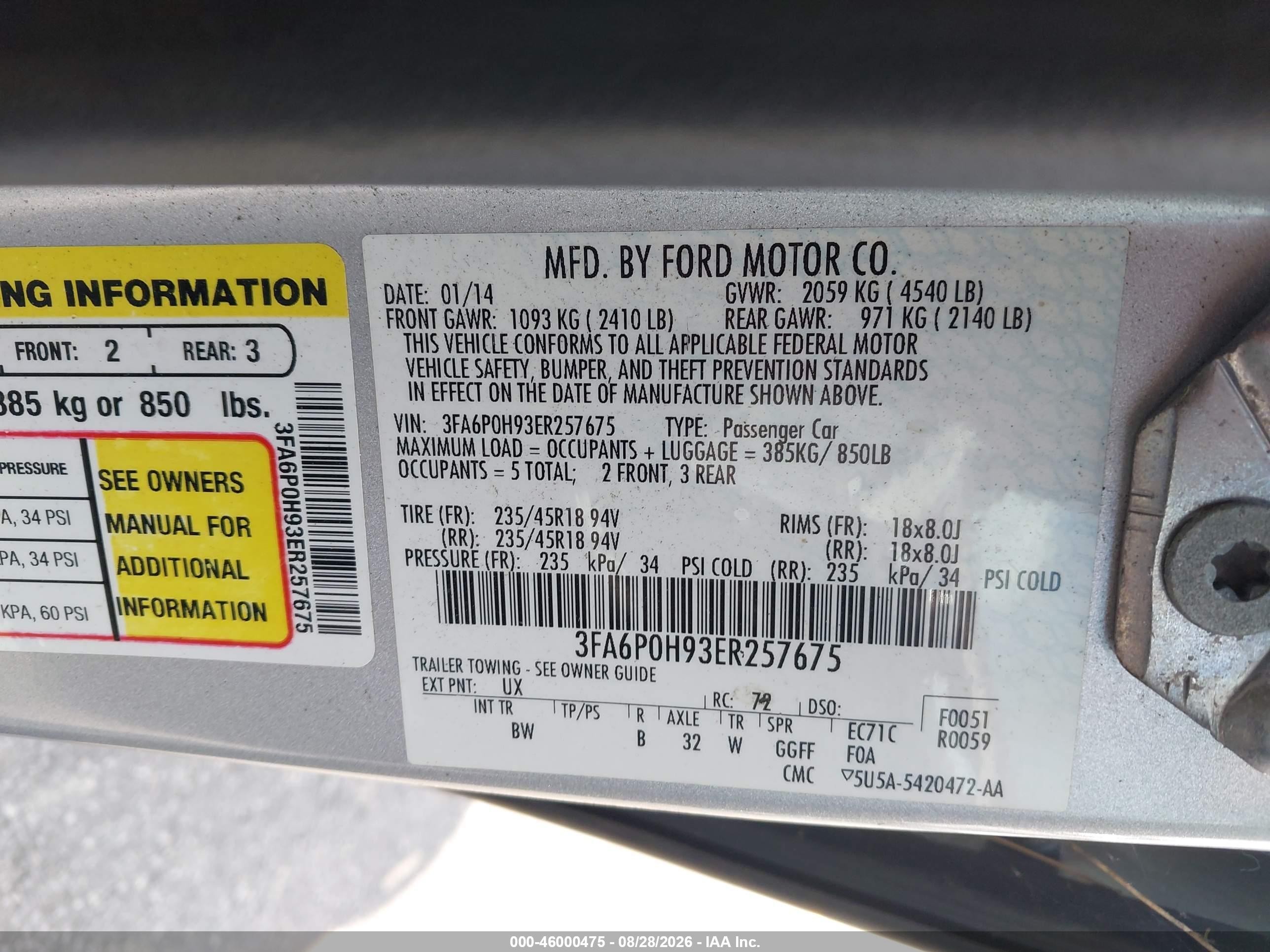 2014 Ford Fusion Se Silver vin: 3FA6P0H93ER257675