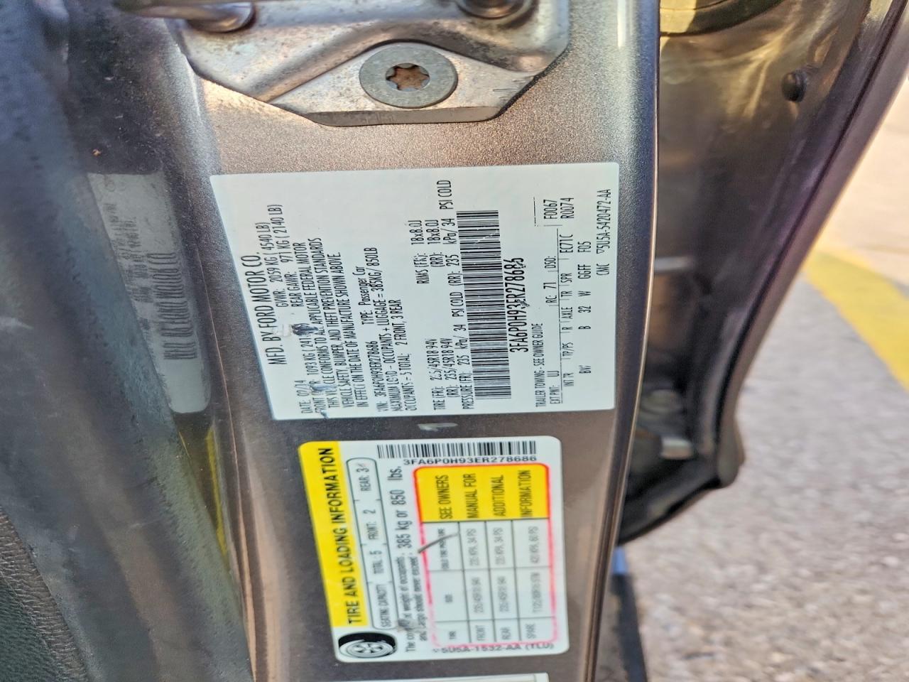 2014 Ford Fusion Se Gray vin: 3FA6P0H93ER278686