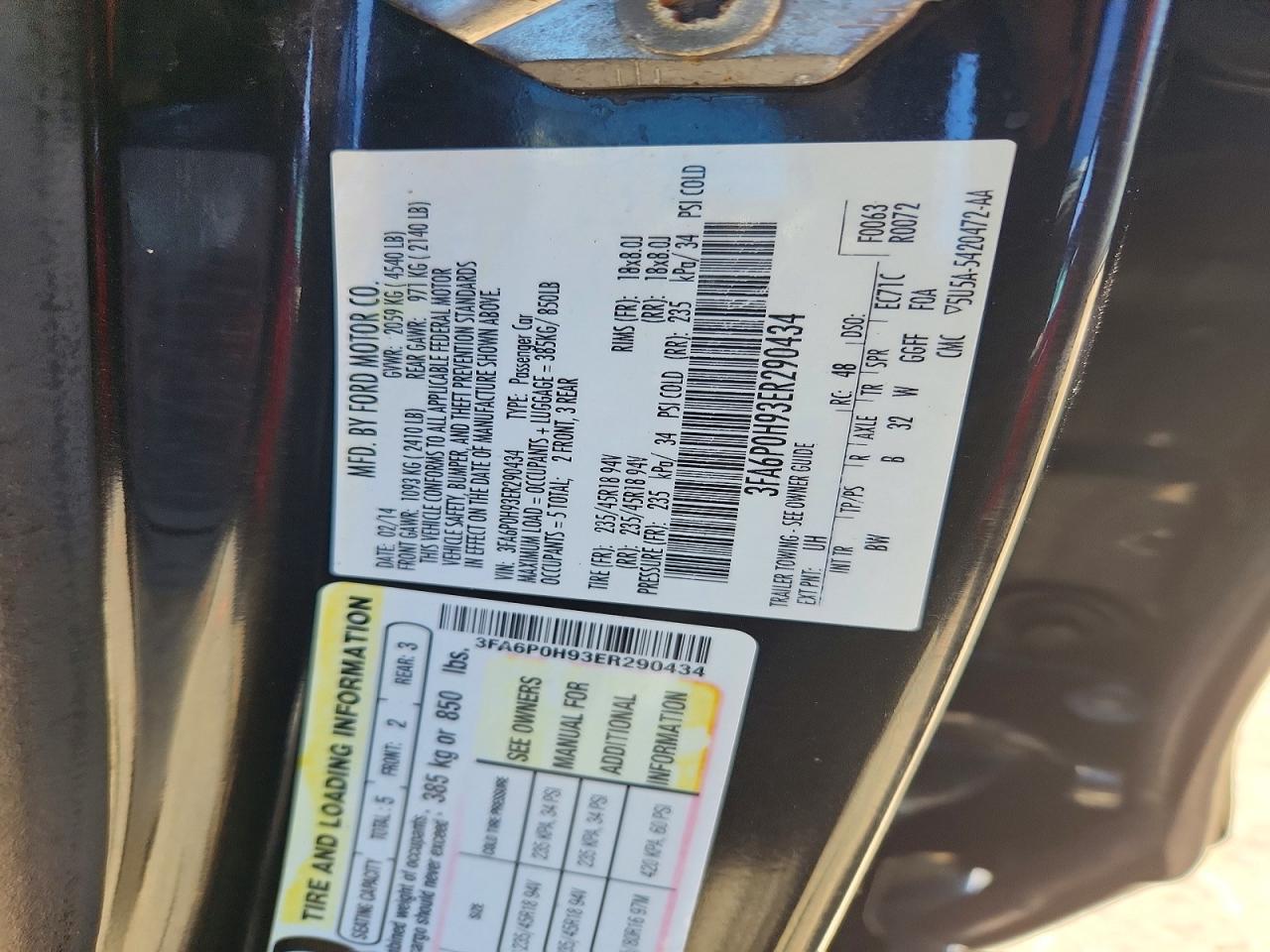 2014 Ford Fusion Se Black vin: 3FA6P0H93ER290434