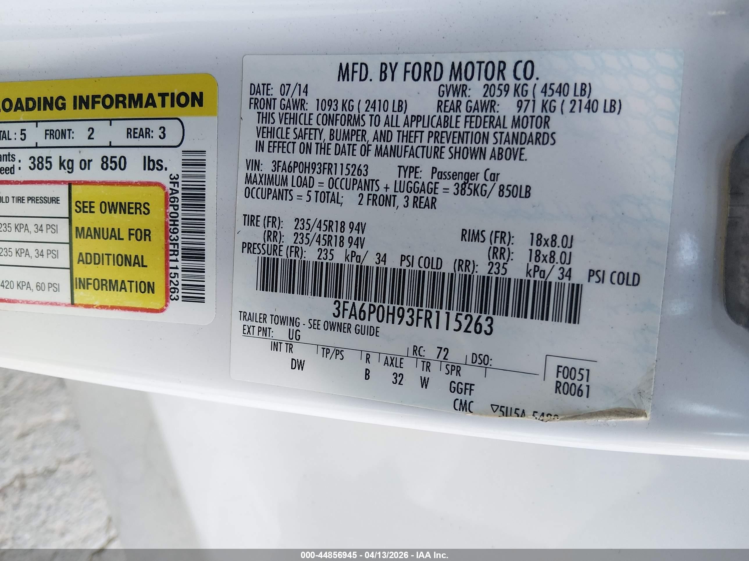 2015 Ford Fusion Se White vin: 3FA6P0H93FR115263