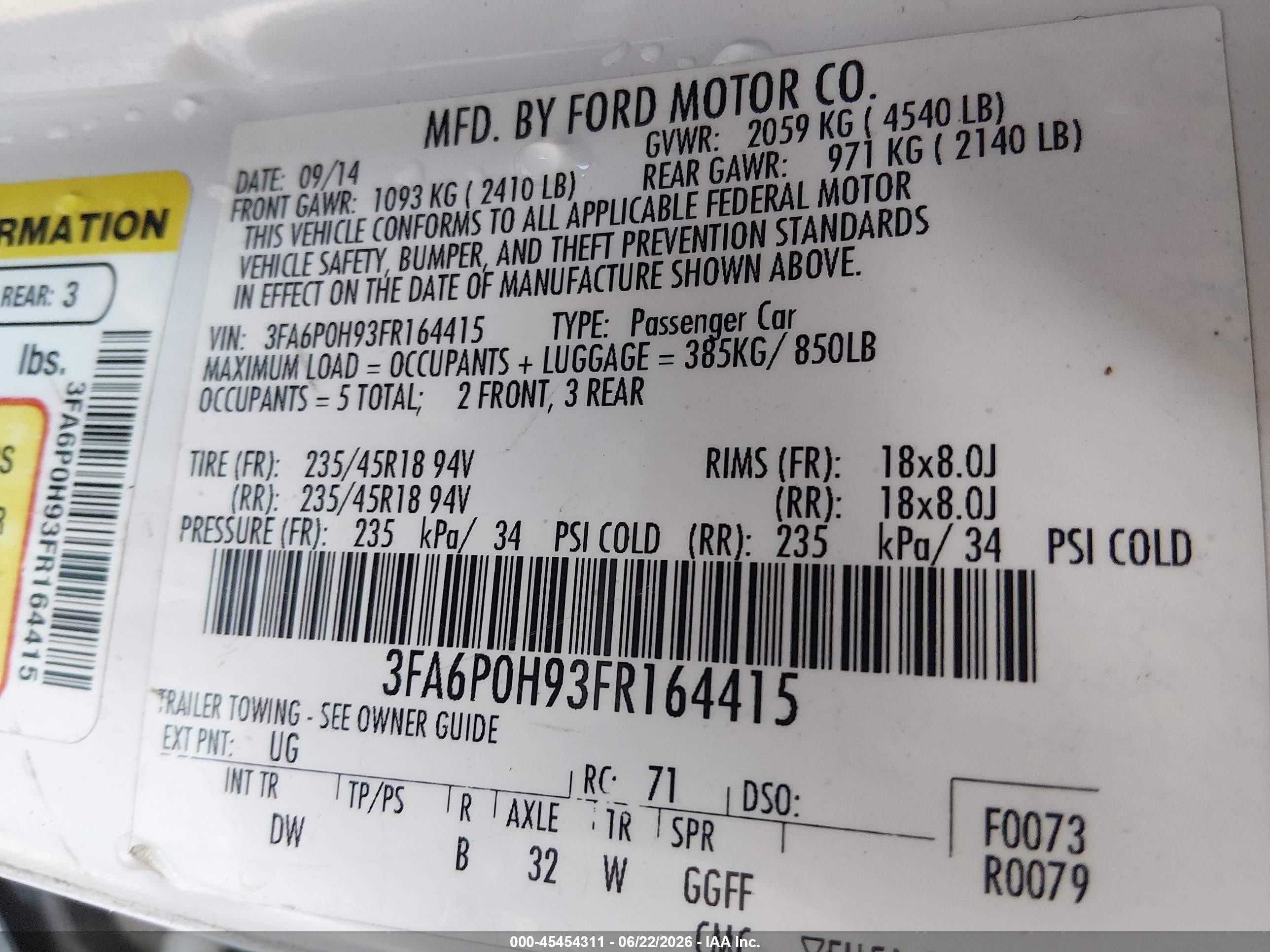 2015 Ford Fusion Se White vin: 3FA6P0H93FR164415