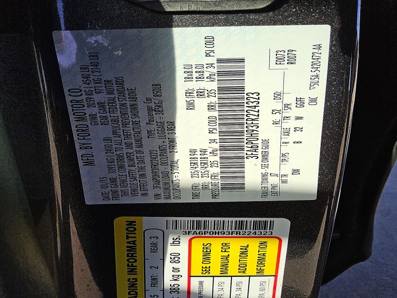 2015 Ford Fusion Se Gray vin: 3FA6P0H93FR224323