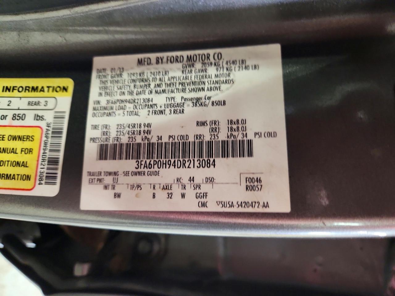 2013 Ford Fusion Se Gray vin: 3FA6P0H94DR213084