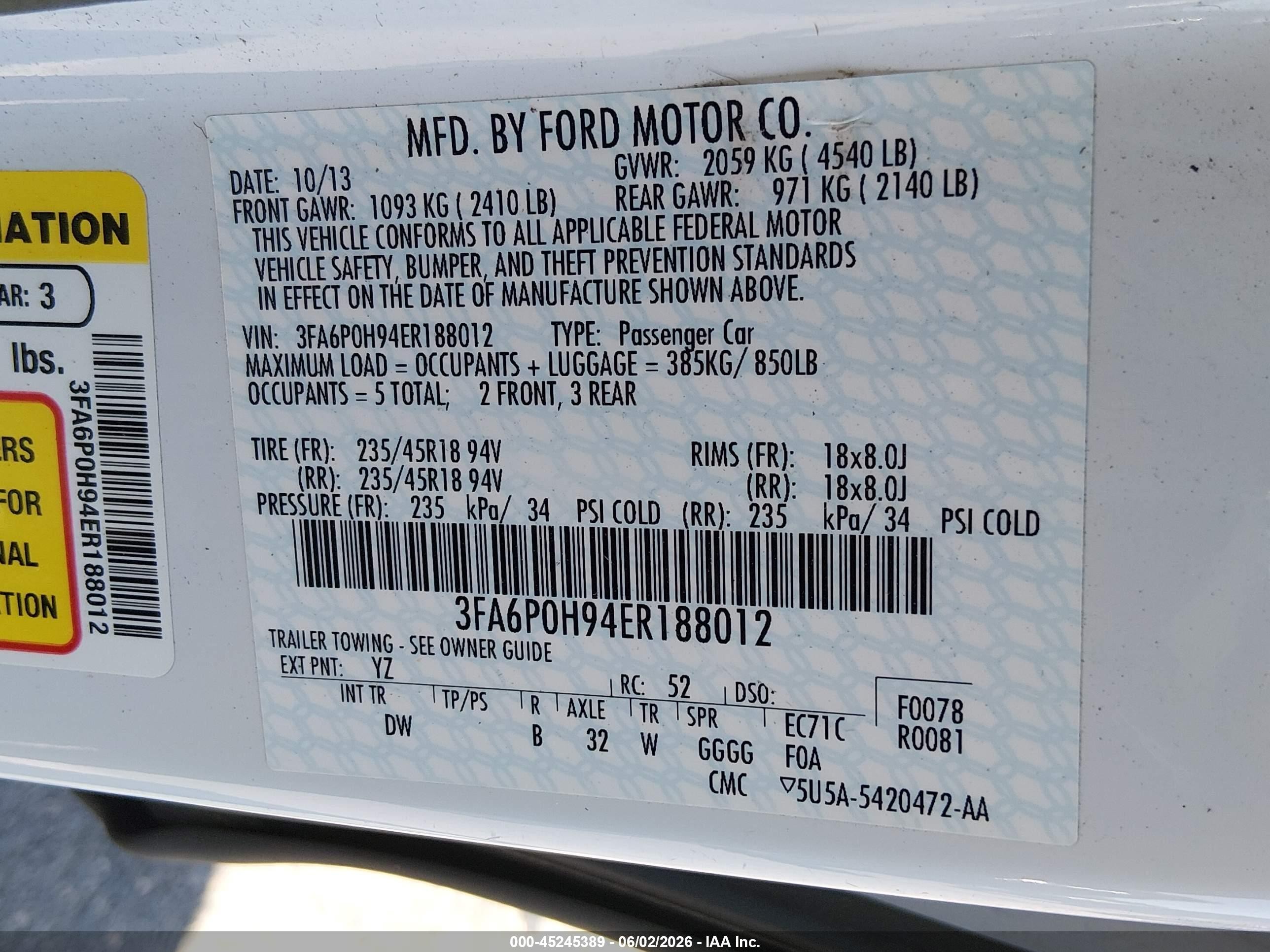 2014 Ford Fusion Se Белый vin: 3FA6P0H94ER188012