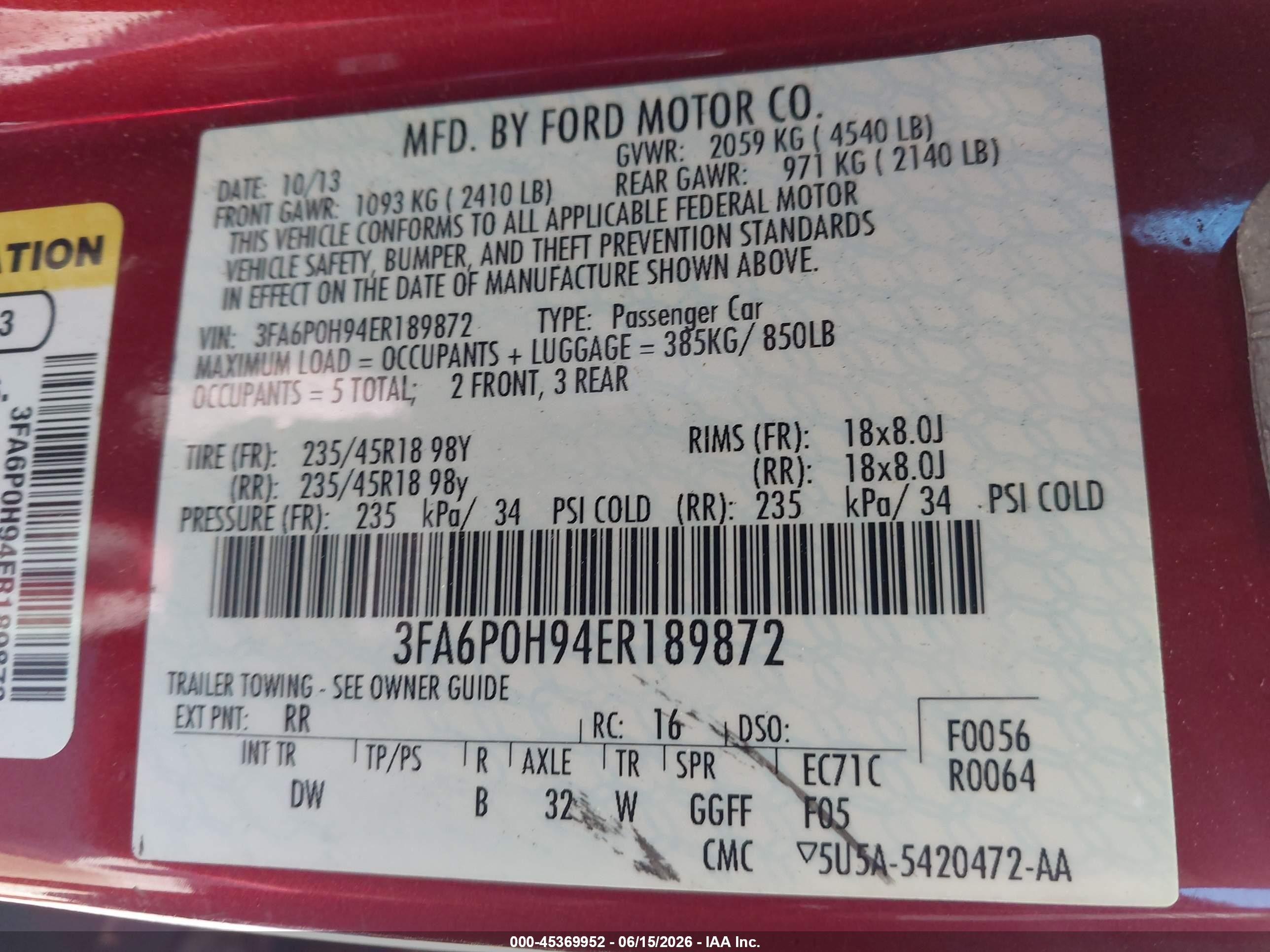 2014 Ford Fusion Se Red vin: 3FA6P0H94ER189872