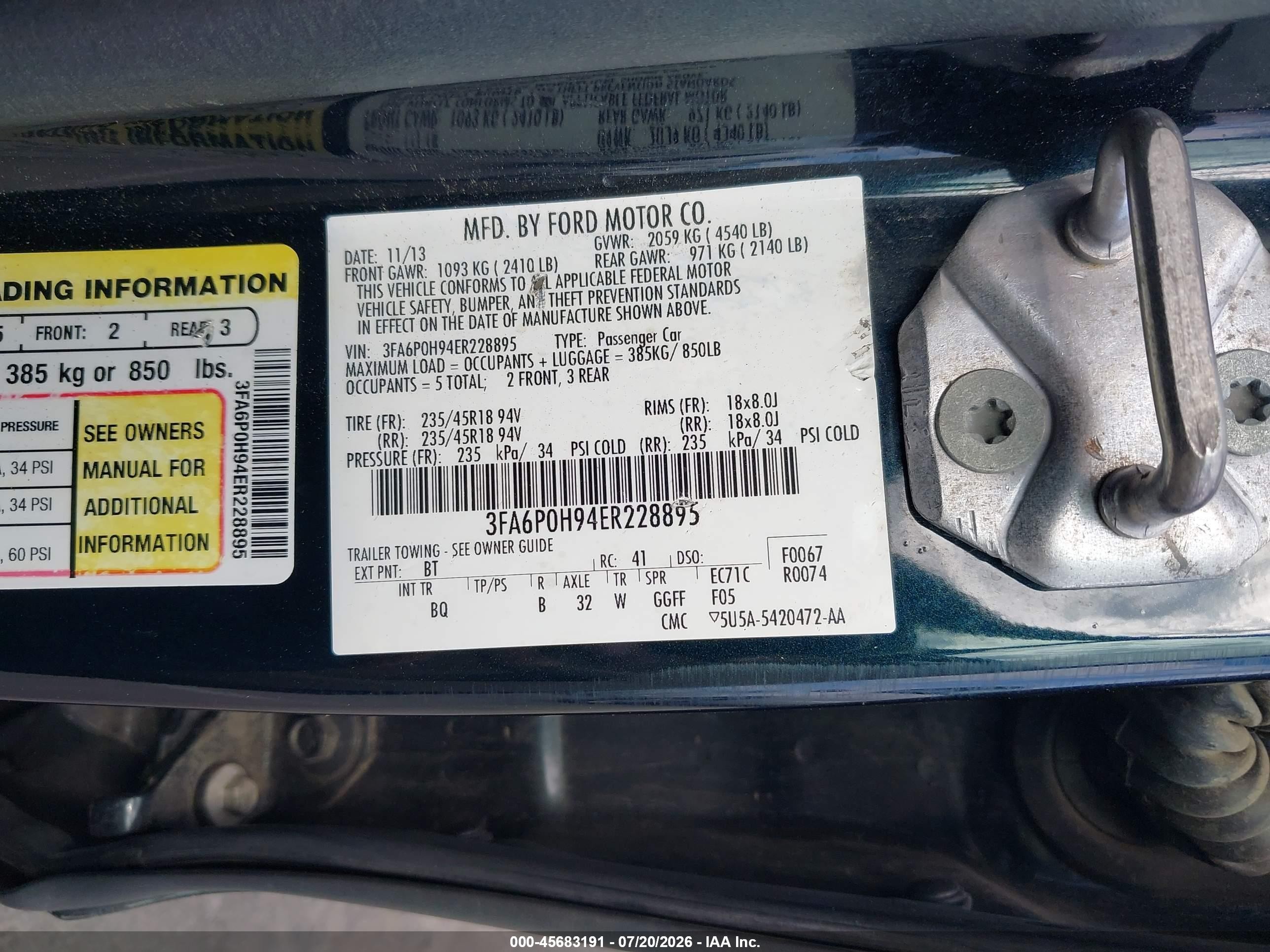 2014 Ford Fusion Se Dark Blue vin: 3FA6P0H94ER228895