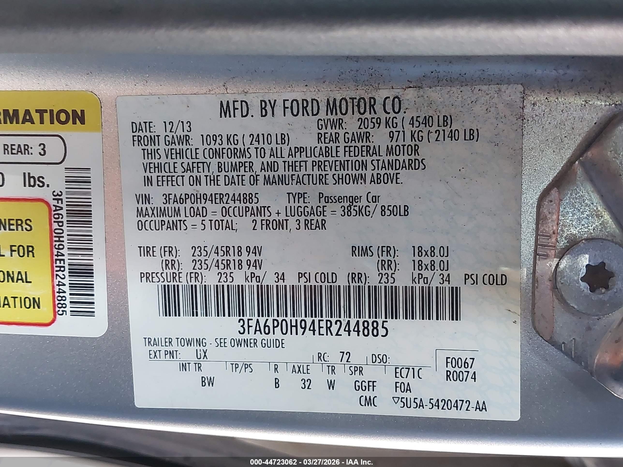 2014 Ford Fusion Se Silver vin: 3FA6P0H94ER244885