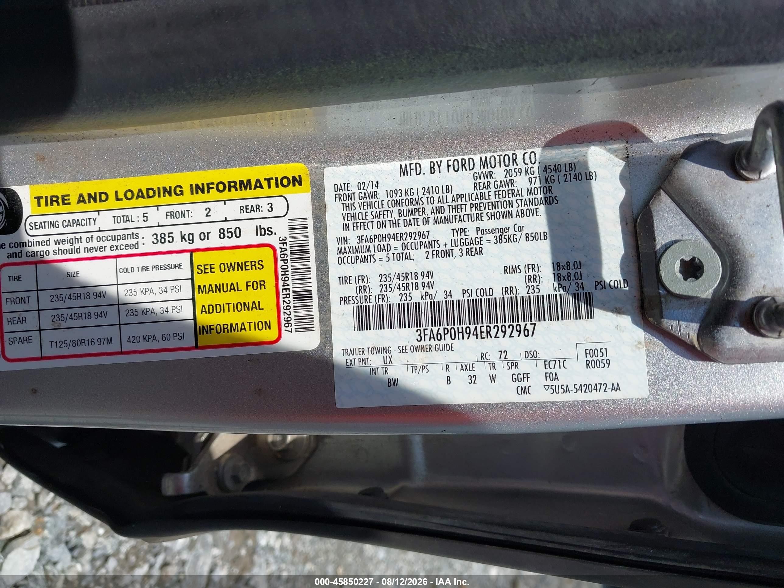 2014 Ford Fusion Se Silver vin: 3FA6P0H94ER292967