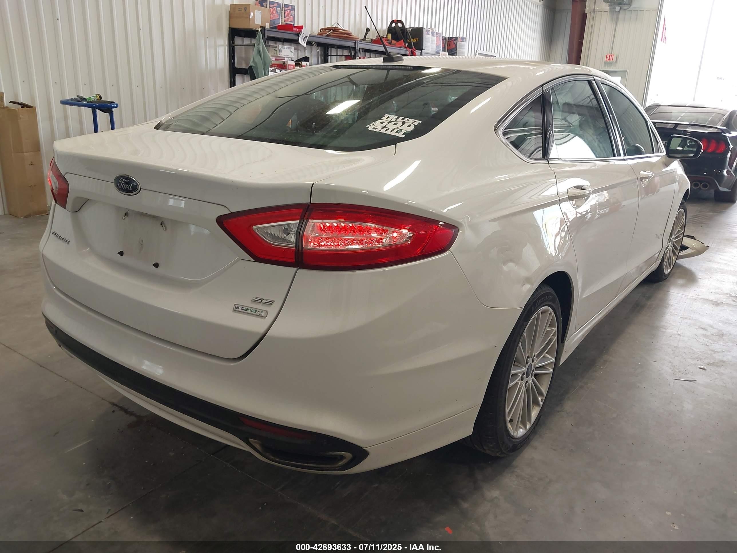 2014 Ford Fusion Se White vin: 3FA6P0H94ER307435