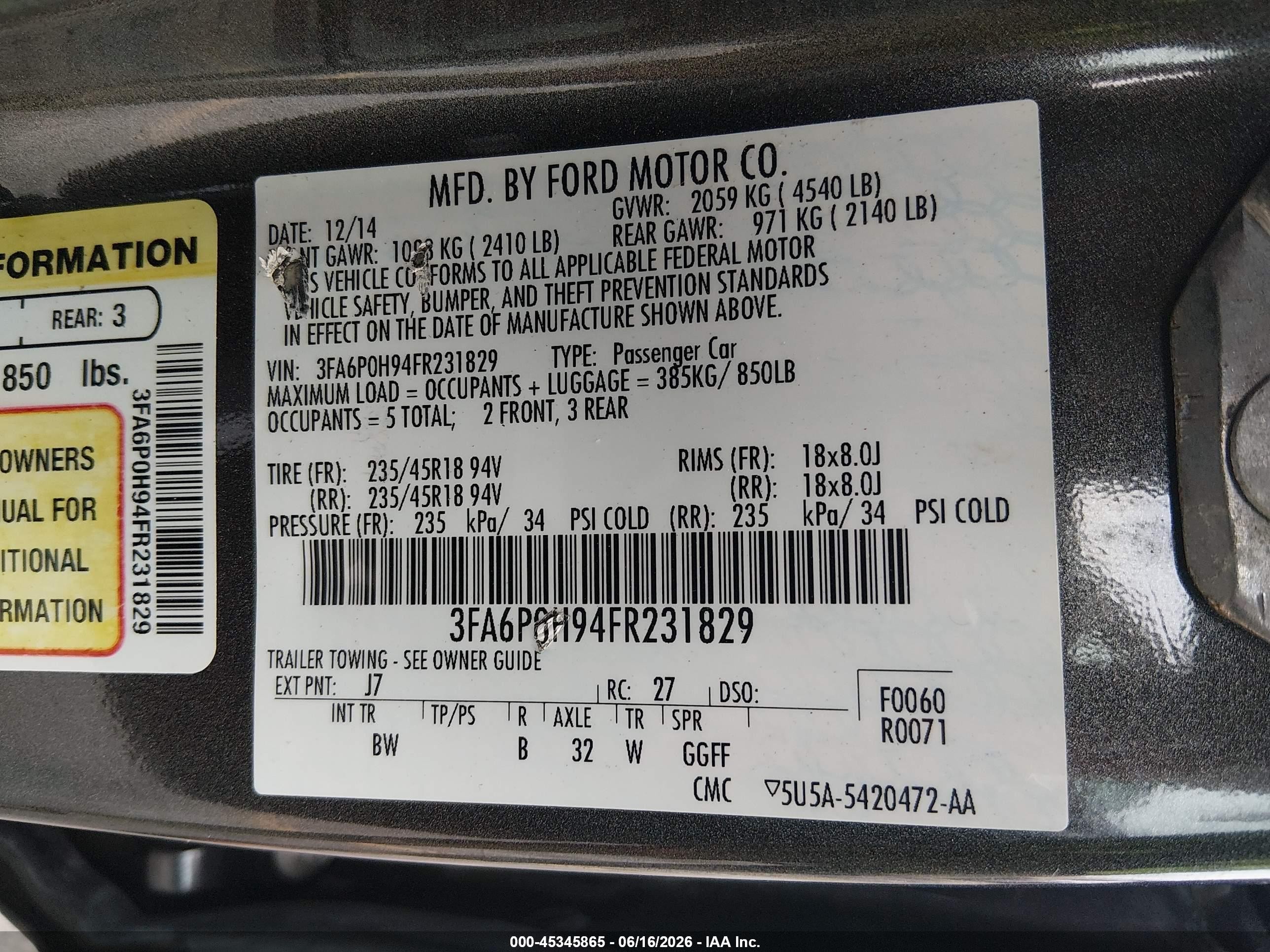 2015 Ford Fusion Se Серый vin: 3FA6P0H94FR231829