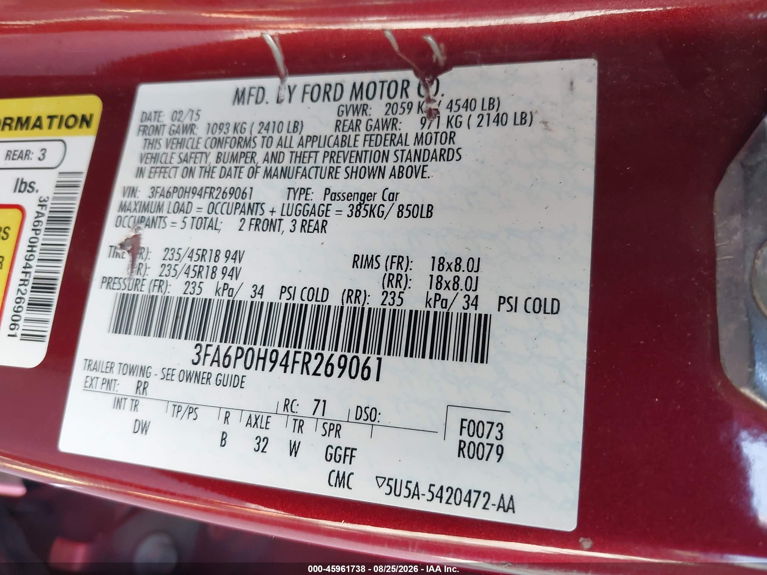 2015 Ford Fusion Se Red vin: 3FA6P0H94FR269061