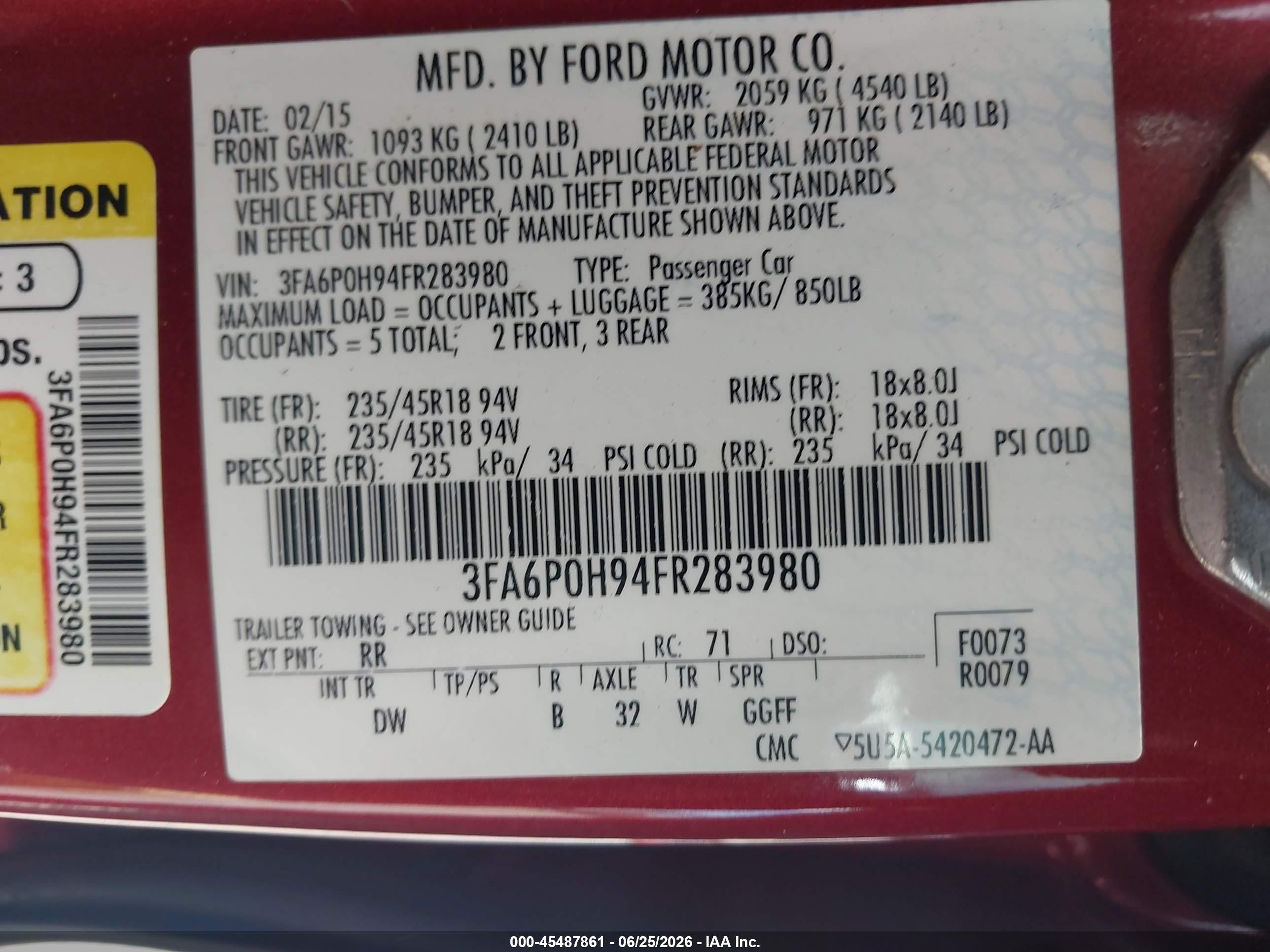 2015 Ford Fusion Se Red vin: 3FA6P0H94FR283980