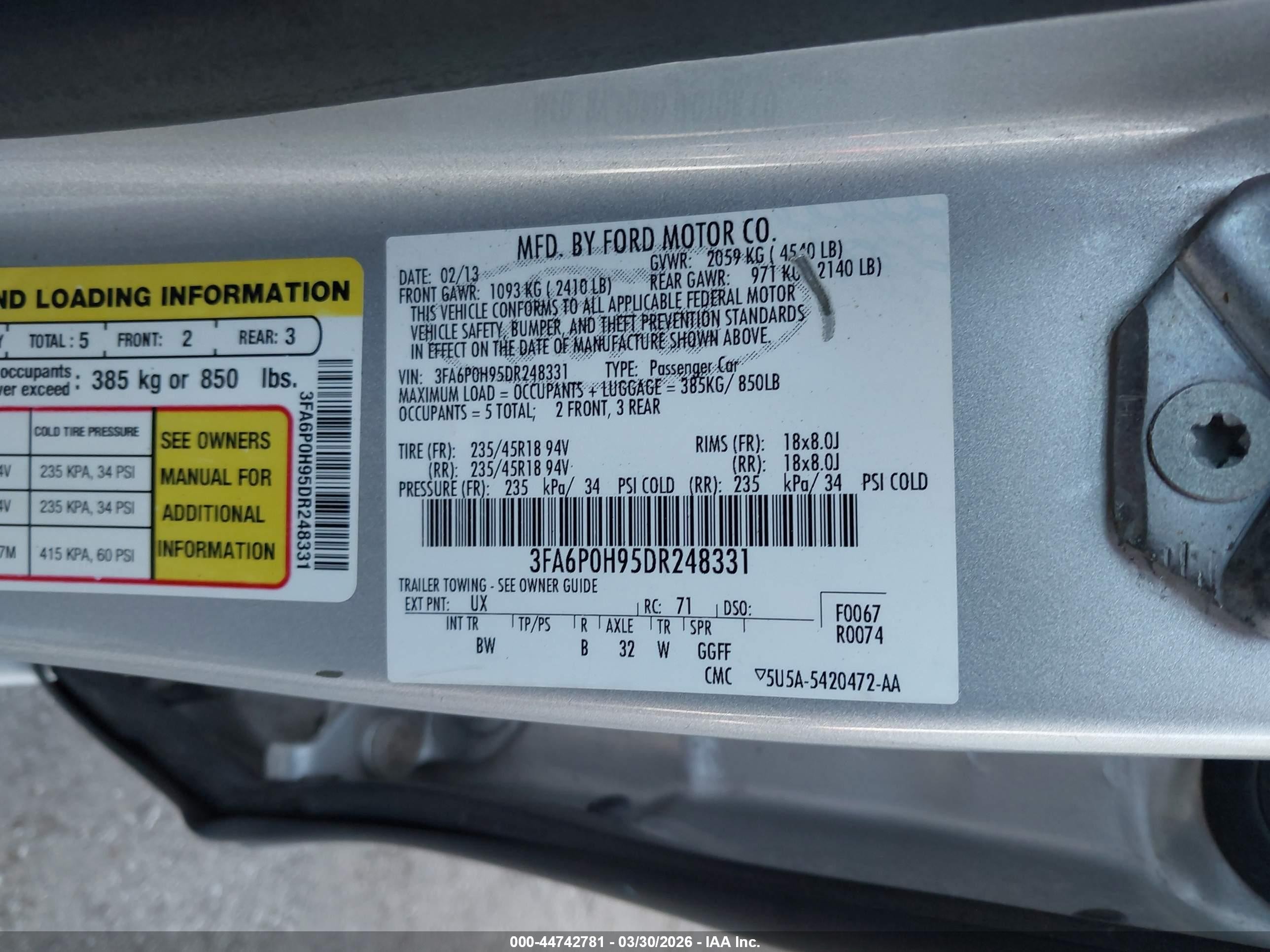 2013 Ford Fusion Se Silver vin: 3FA6P0H95DR248331