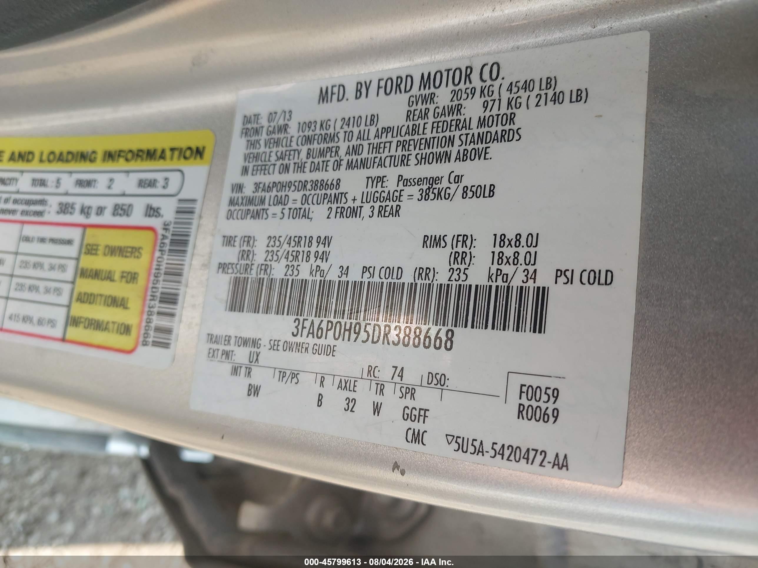 2013 Ford Fusion Se Silver vin: 3FA6P0H95DR388668