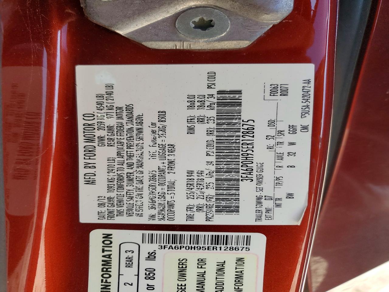 2014 Ford Fusion Se Orange vin: 3FA6P0H95ER128675