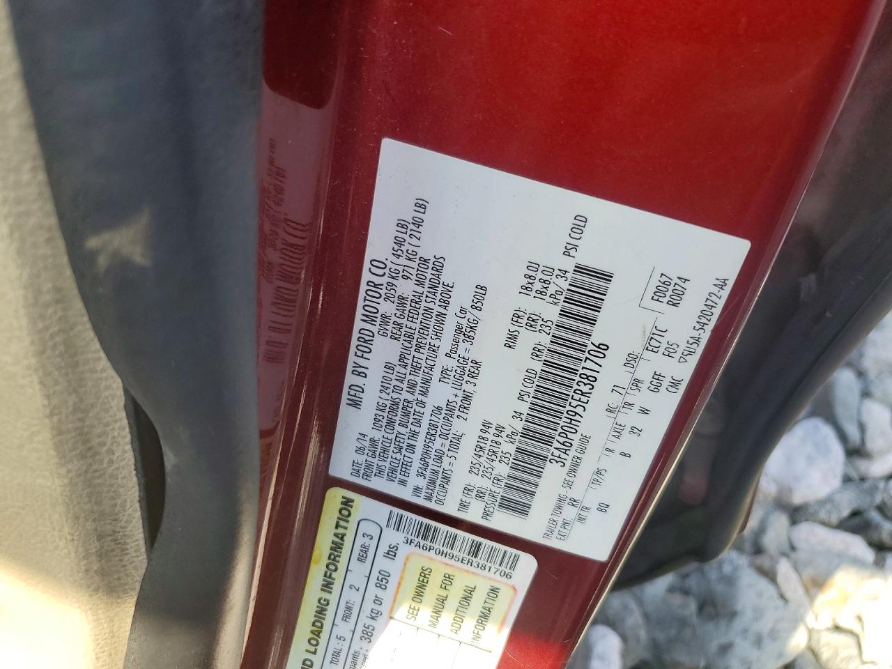 2014 Ford Fusion Se Red vin: 3FA6P0H95ER381706