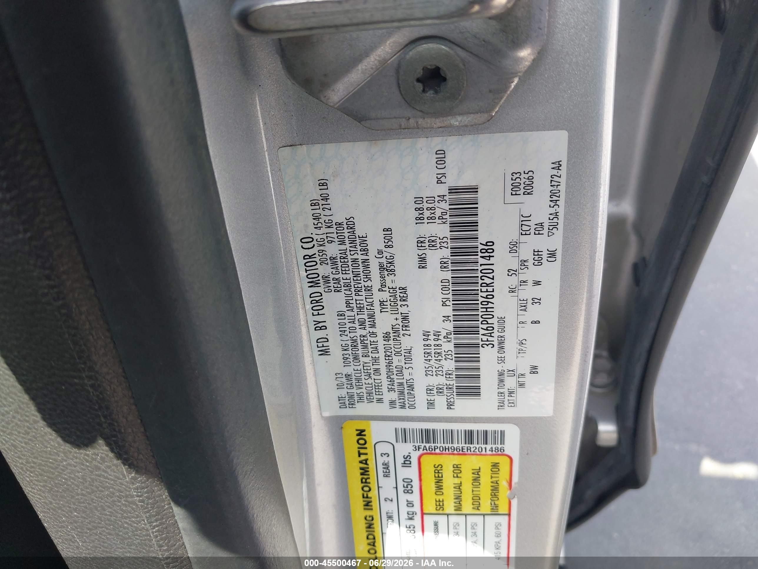 2014 Ford Fusion Se Silver vin: 3FA6P0H96ER201486