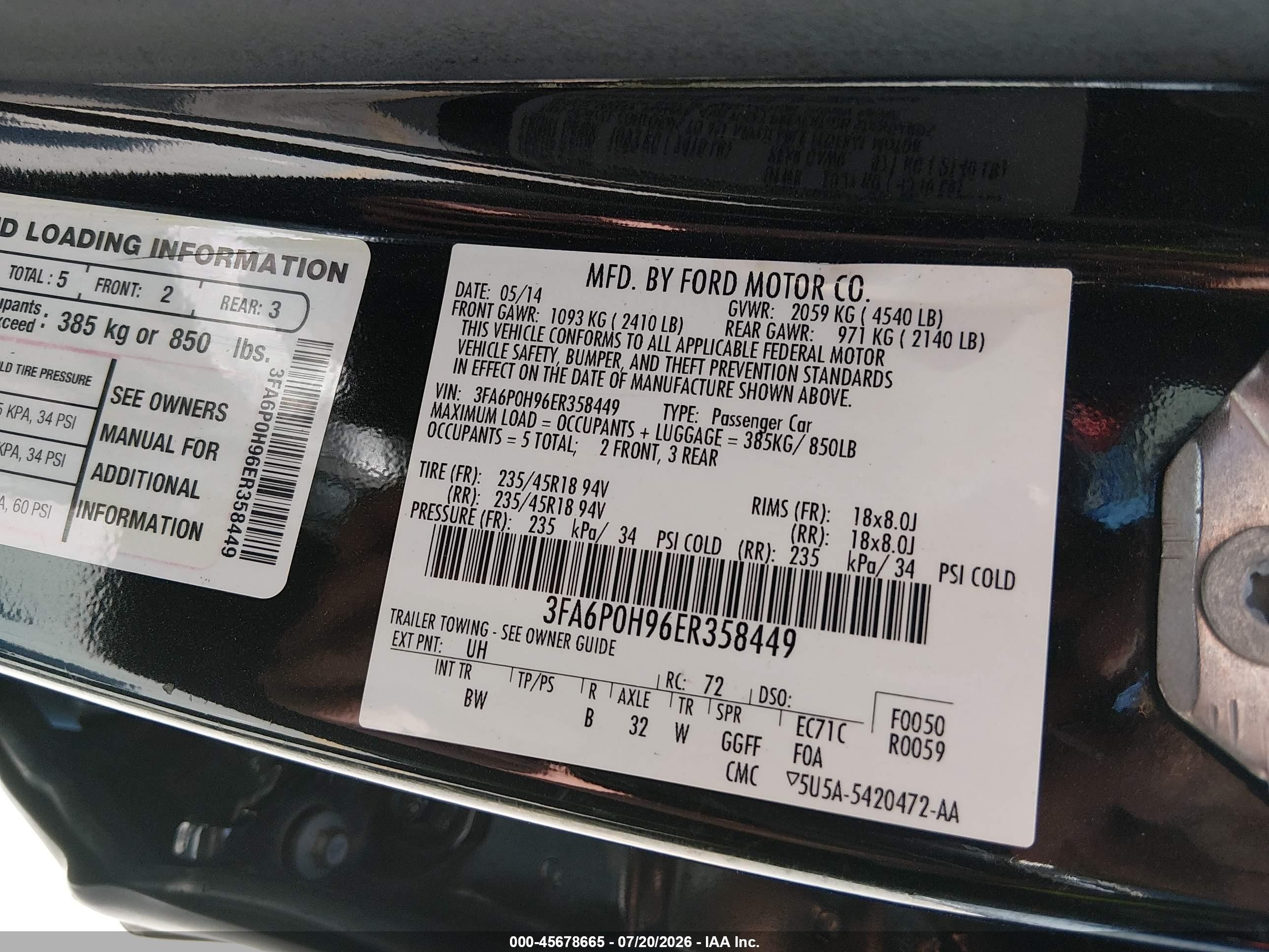 2014 Ford Fusion Se Black vin: 3FA6P0H96ER358449