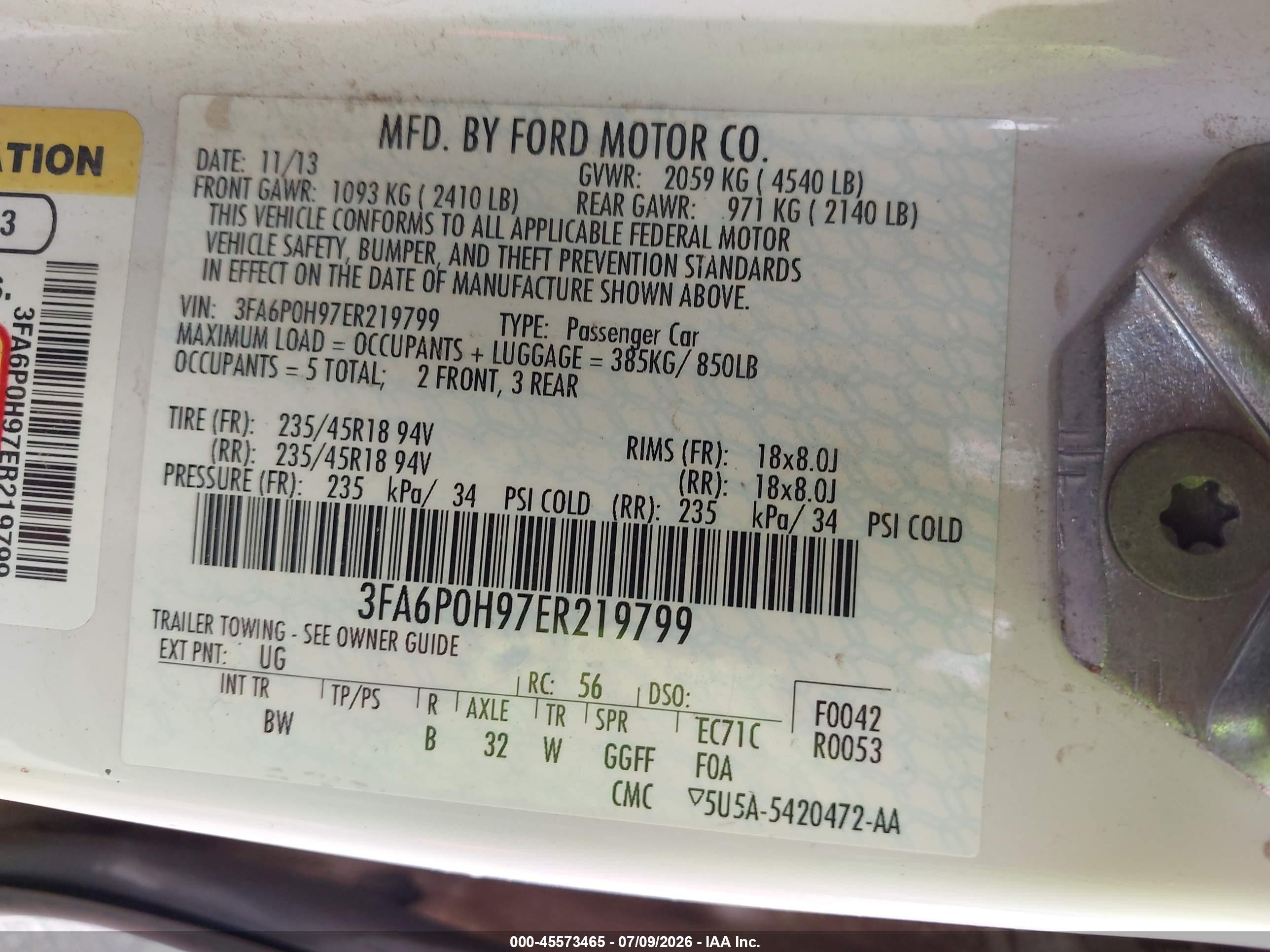 2014 Ford Fusion Se White vin: 3FA6P0H97ER219799