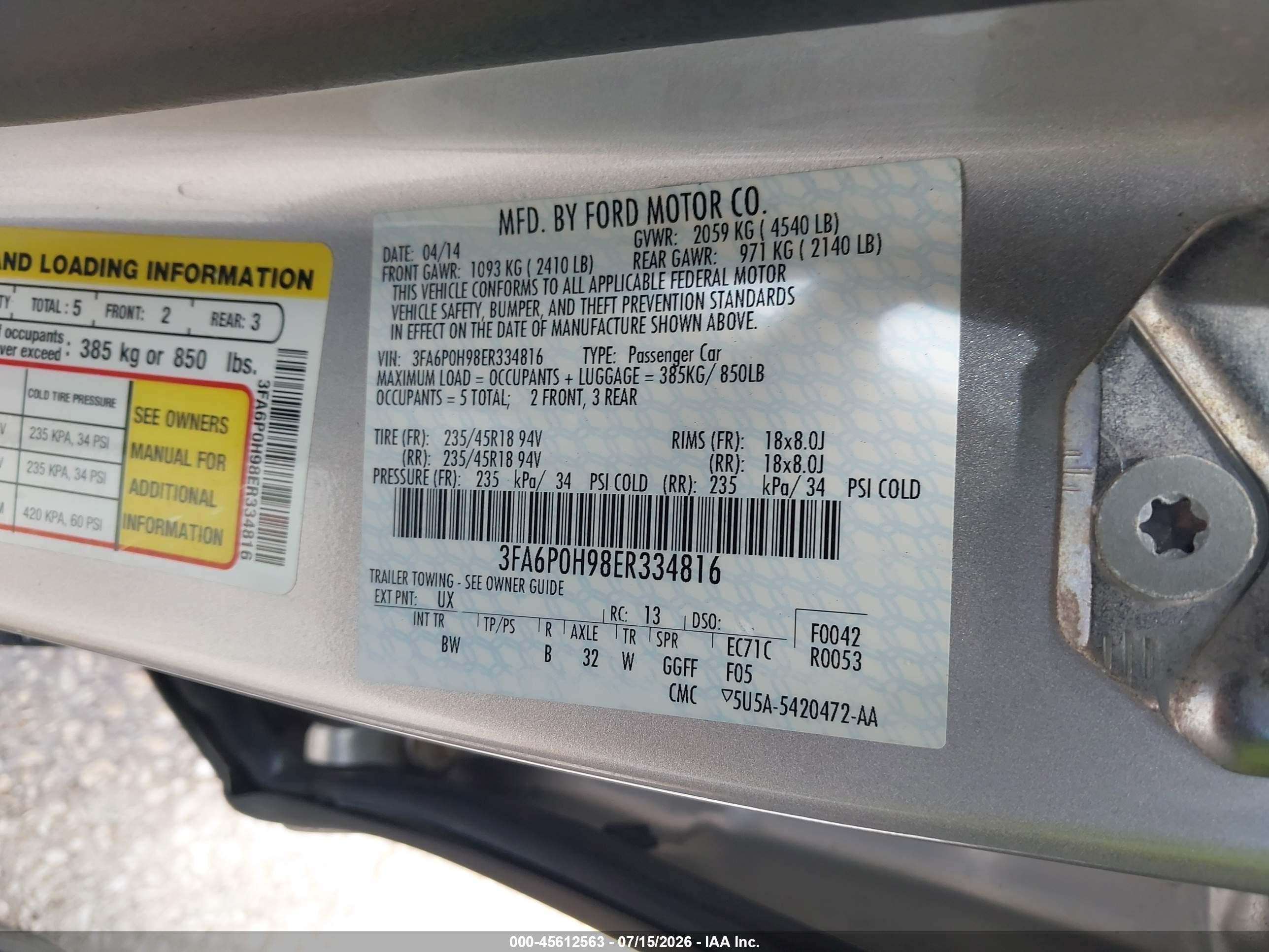 2014 Ford Fusion Se Silver vin: 3FA6P0H98ER334816
